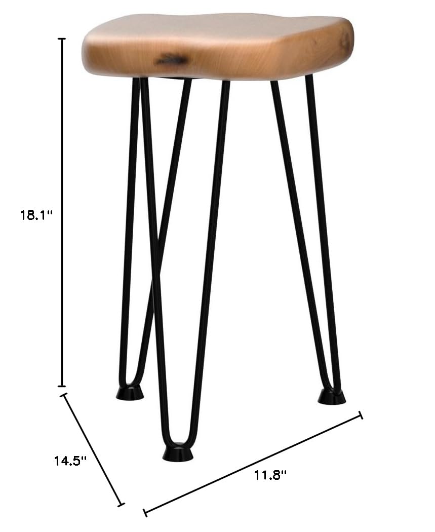 Live Edge End Table - Natural Wood Side Table with Hairpin Legs, 18.1