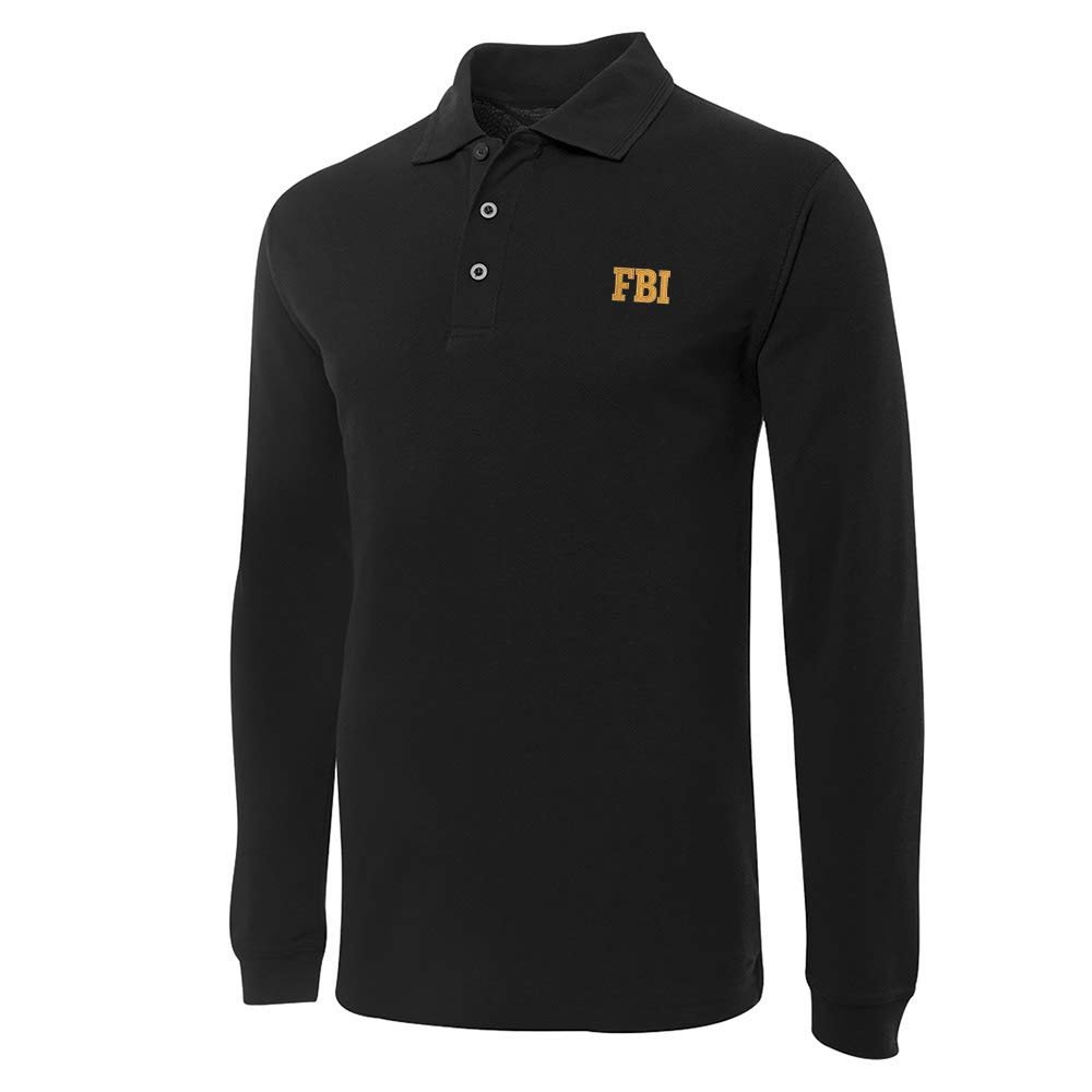 FBI Embroidered Polo Shirt for Men - Long Sleeve Federal Bureau of Investigation Official Style Work Shirt | Perfect for Law Enforcement, Security Jobs & Casual Wear