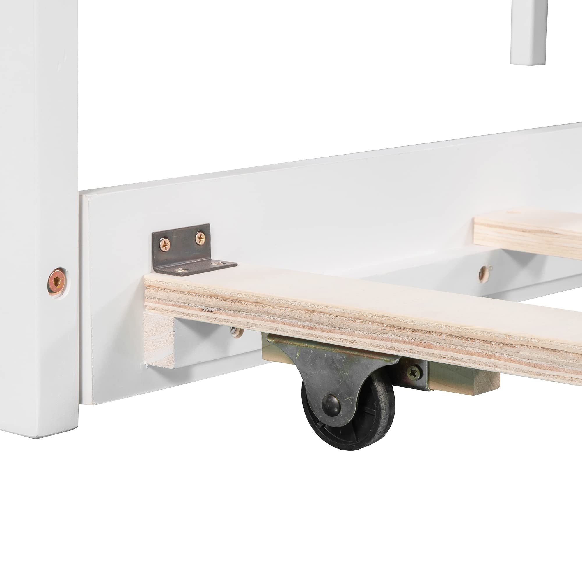 Merax Twin Size L-Shaped Storage Daybed with Trundle - Convertible Platform Bed with 2 Drawers & Built-in Desk - No Box Spring Needed - Perfect for Small Spaces, Living Room, Bedroom or Guest Room (White)
