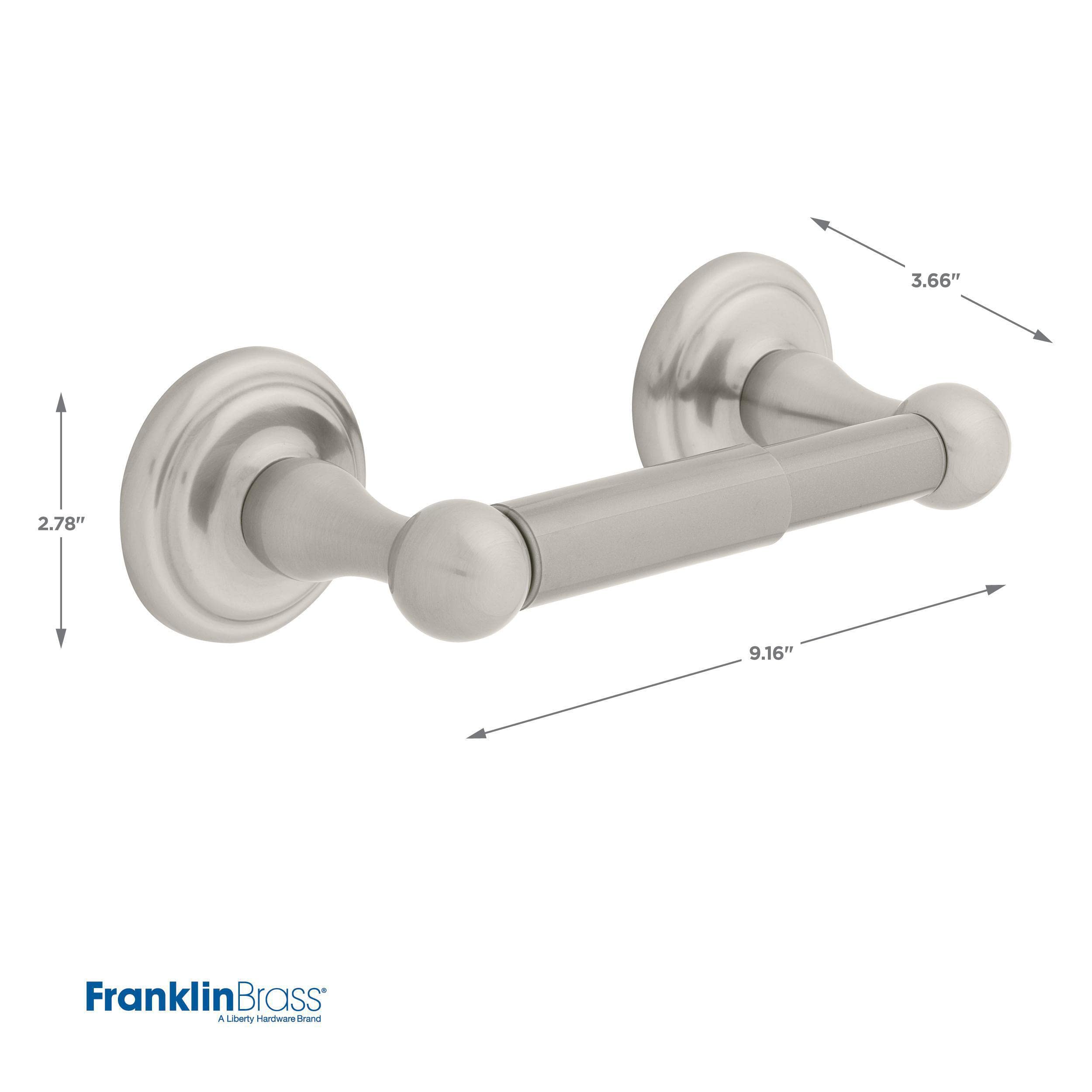 Franklin Brass Jamestown 1-Pack Brushed Nickel Toilet Paper Holder - Spring-Loaded Wall Mount Bathroom Tissue Roll Holder for Home & Office - Perfect for Bathroom Organization, Storage & Easy Access