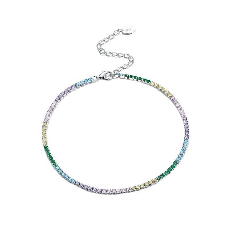 Elegant Single Row Tennis Zirconium Anklet Bracelet for Women - Perfect for Casual Wear, Beach Outfits & Summer Fashion