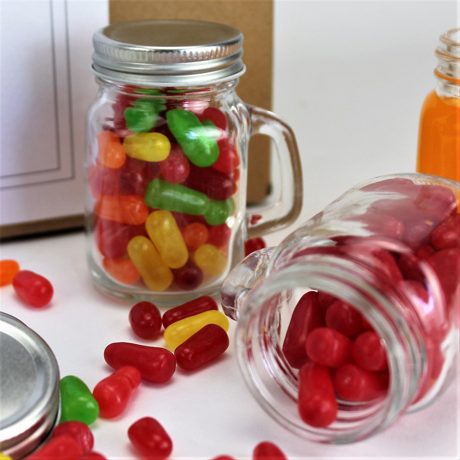 24-Pack Mini Mason Jar Mugs 4oz with Handles & Leakproof Lids - Perfect for Coffee, Tea, Juice, Smoothies, Candles, DIY Crafts & Party Favors - Ideal for Home, Office, Picnics & Gift Giving