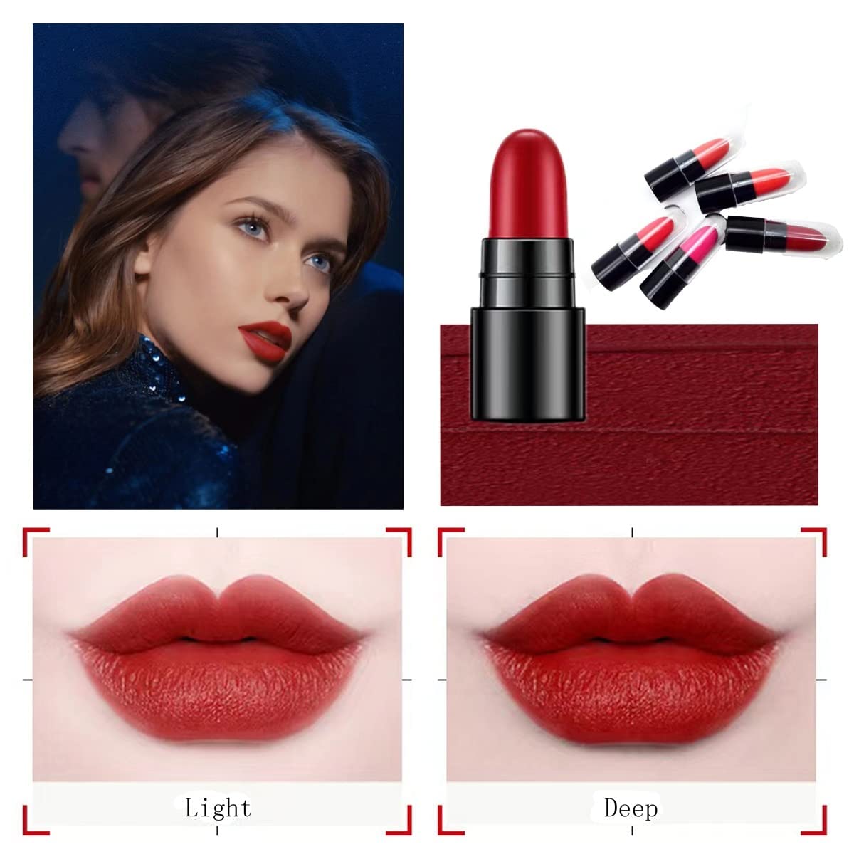 Matte Lipstick Set - 12 Long Lasting Waterproof Mini Matte Lipsticks for Women | Perfect for Everyday Wear, Parties & Gifting | Lipstick Sampler Set in Capsule Pill Design