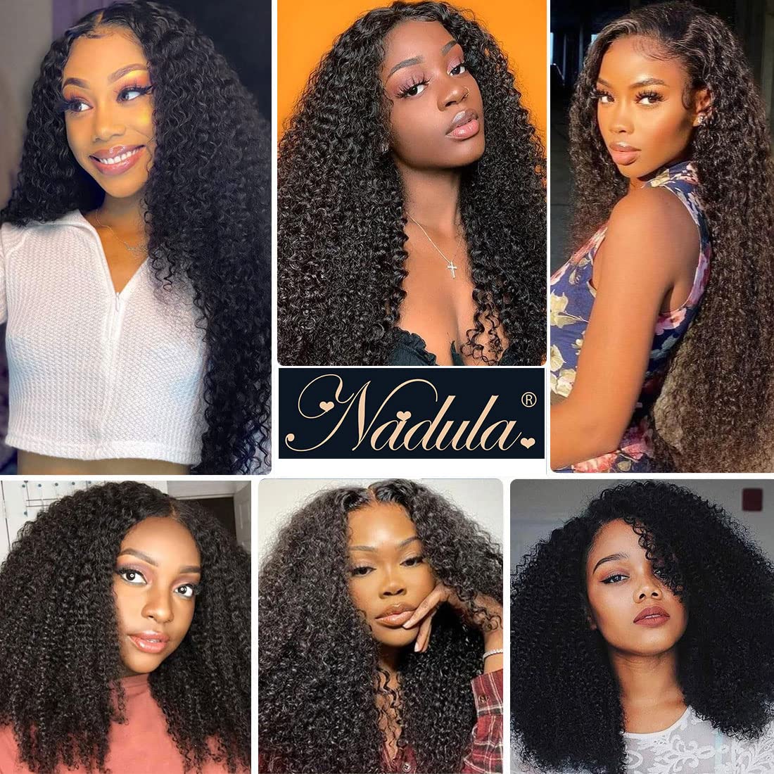 Nadula 10A Kinky Curly U Part Human Hair Wig - Brazilian Remy Hair Glueless Half Wig for Black Women | 150% Density 18inch Natural Color U-Shape Wigs with Minimal Leave Out | Perfect for Daily Wear, Parties & Protective Styles
