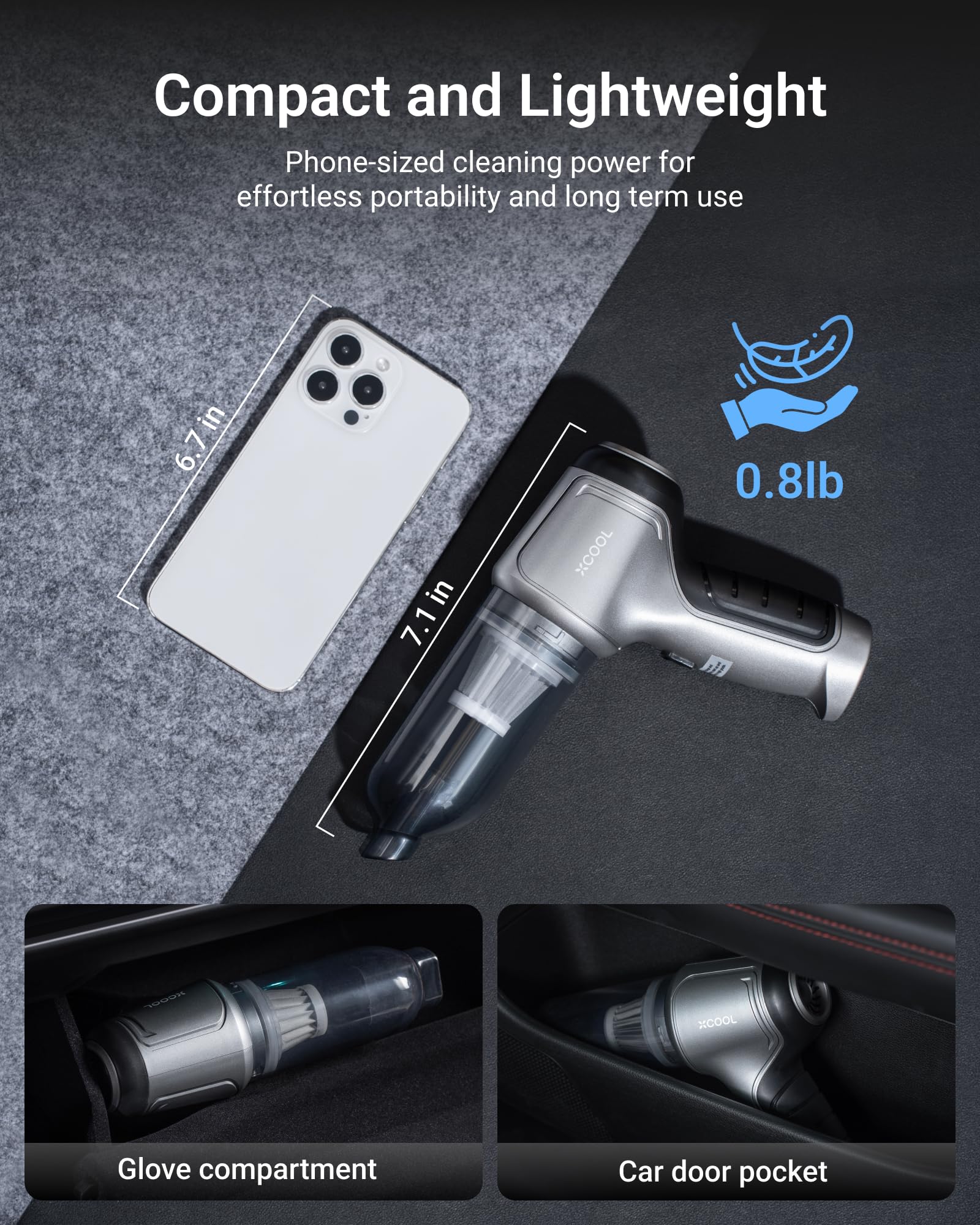12000PA Cordless Handheld Vacuum Cleaner - 0.8lb Ultra Lightweight 4-in-1 Rechargeable Car Vacuum & Blower for Pet Hair, Home, PC, Electronics - Perfect for Car Detailing, Desk Cleaning & Small Spaces