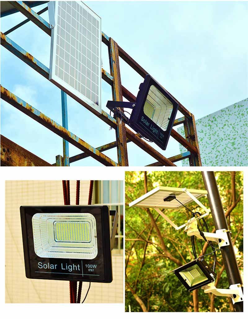 100W Solar Flood Light Outdoor - 324 LEDs 5000 Lumen Waterproof Security Light with Remote Control & Dusk to Dawn Sensor - Perfect for Yard, Pool, Garage, Warehouse, Playground, Farm, Stadium Lighting