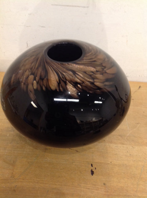 Elegant 10-Inch Black & Gold Glass Vase for Home Decor, Wedding Centerpieces, and Floral Arrangements