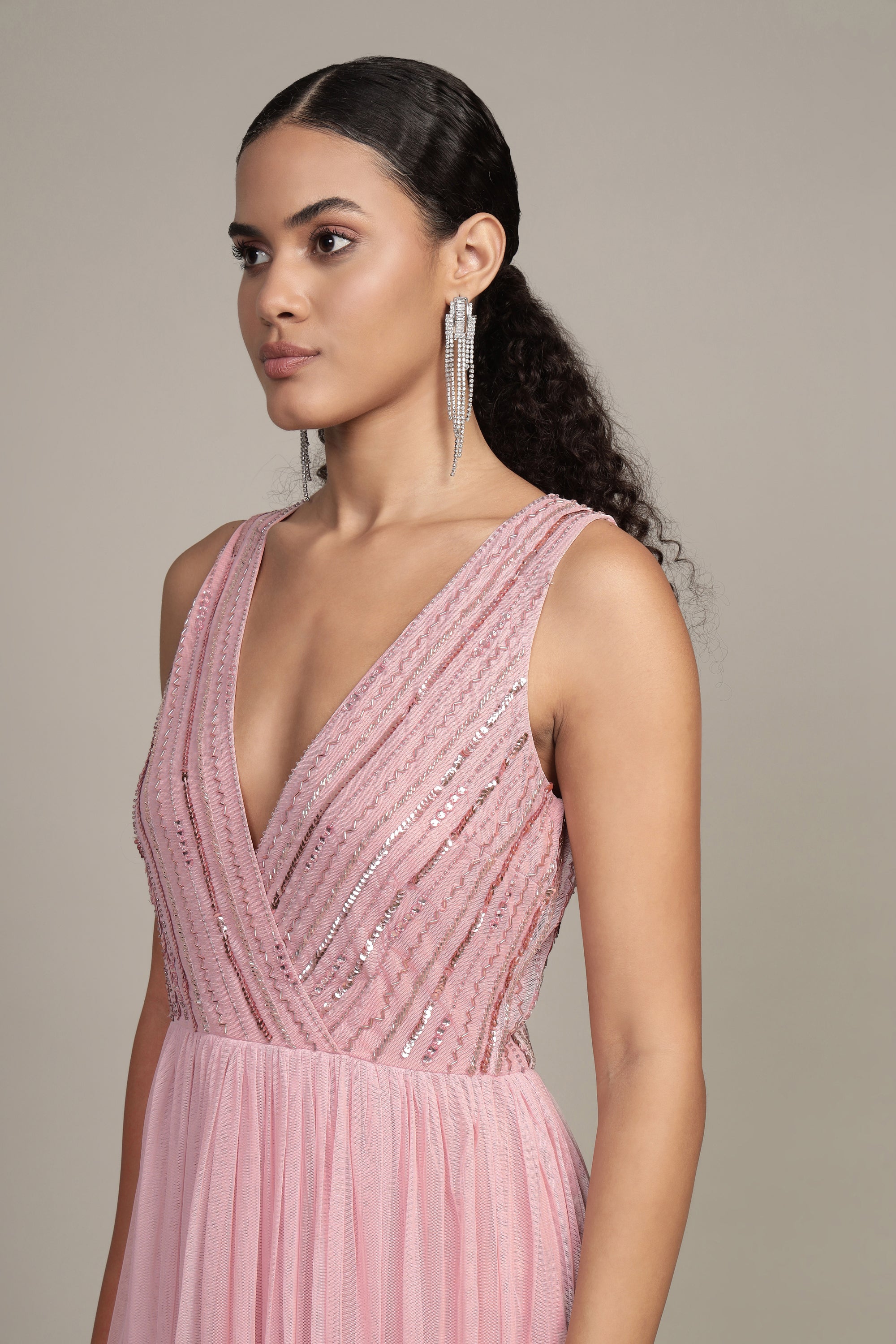 Millie Midi Embellished Dress for Women - Elegant Pink Floral Party Dress | Perfect for Weddings, Cocktails & Special Occasions