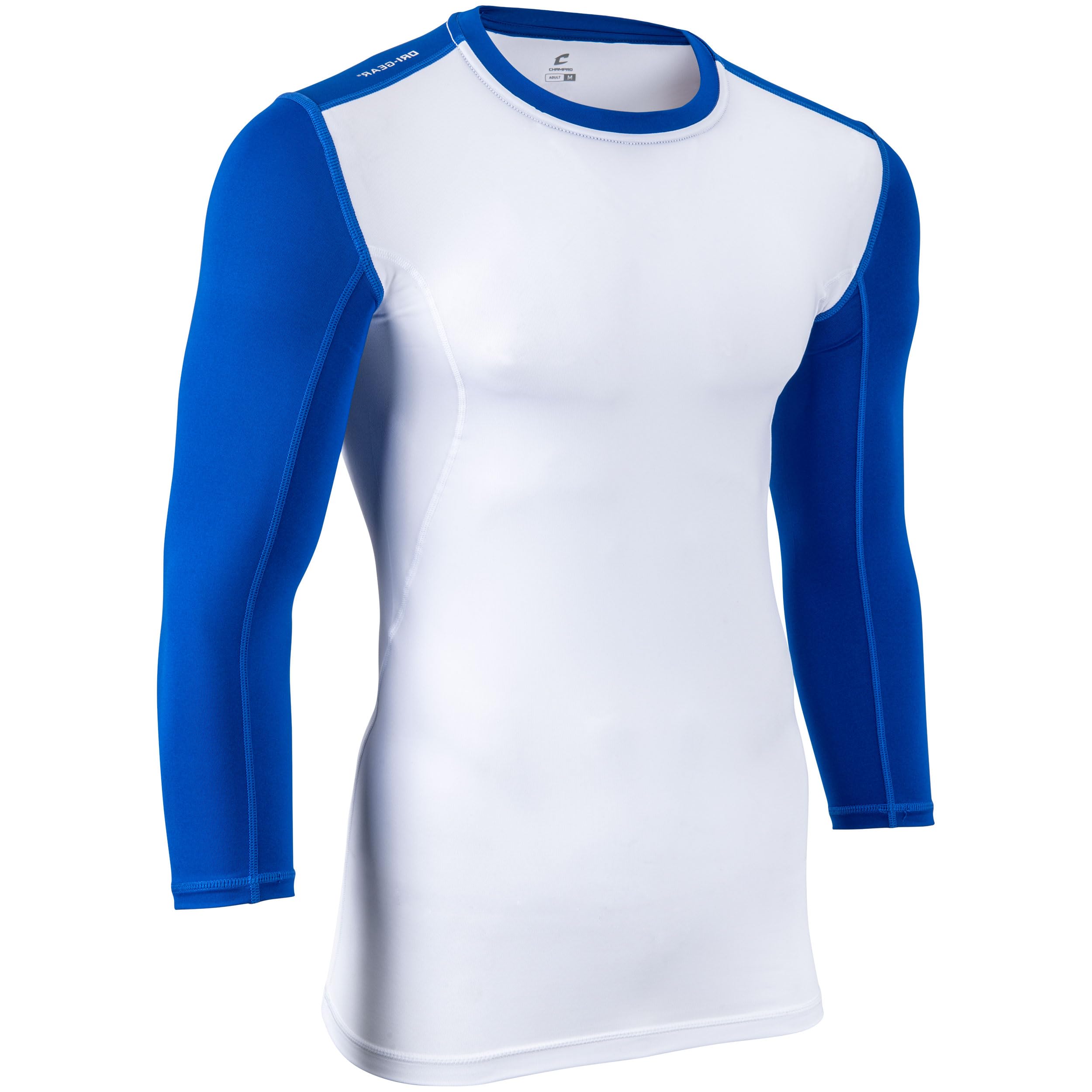 CHAMPRO Lightning Men's 3/4 Sleeve Compression Shirt - Moisture Wicking Baselayer for Football, Basketball & Baseball - Performance Athletic Top for Training & Sports Activities