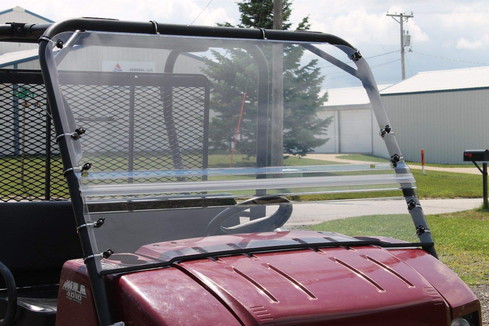 Kawasaki 4010/4000 (2009-2025) & 4010 Trans (2015-2025) Folding Windshield Replacement - Durable Polycarbonate Tractor Accessory for UV Protection & All-Weather Use