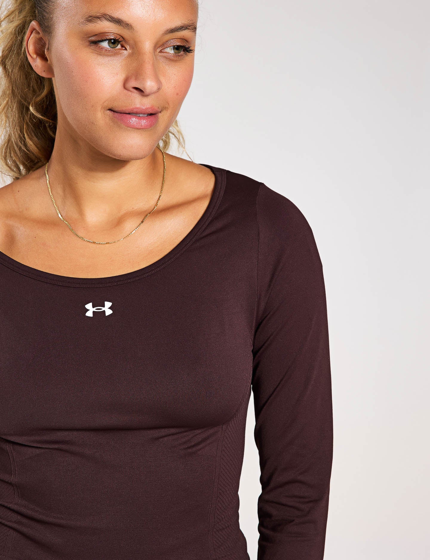 Train Seamless Long Sleeve T-Shirt for Women - Soft Stretch Comfort Fit Workout Top (Brown Obsidian/White) | Perfect for Yoga, Gym & Casual Wear