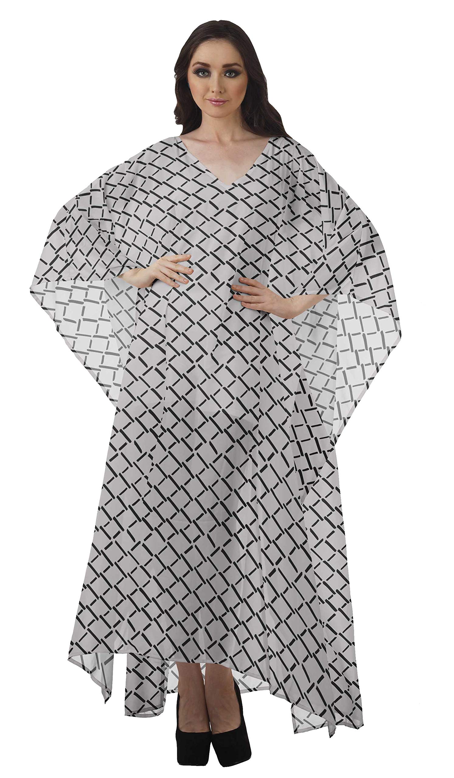 Moomaya Women's Sheer Turkish Kaftan Cover Up Dress - Beach Swimwear Long Caftan for Pool, Vacation & Summer Outfits