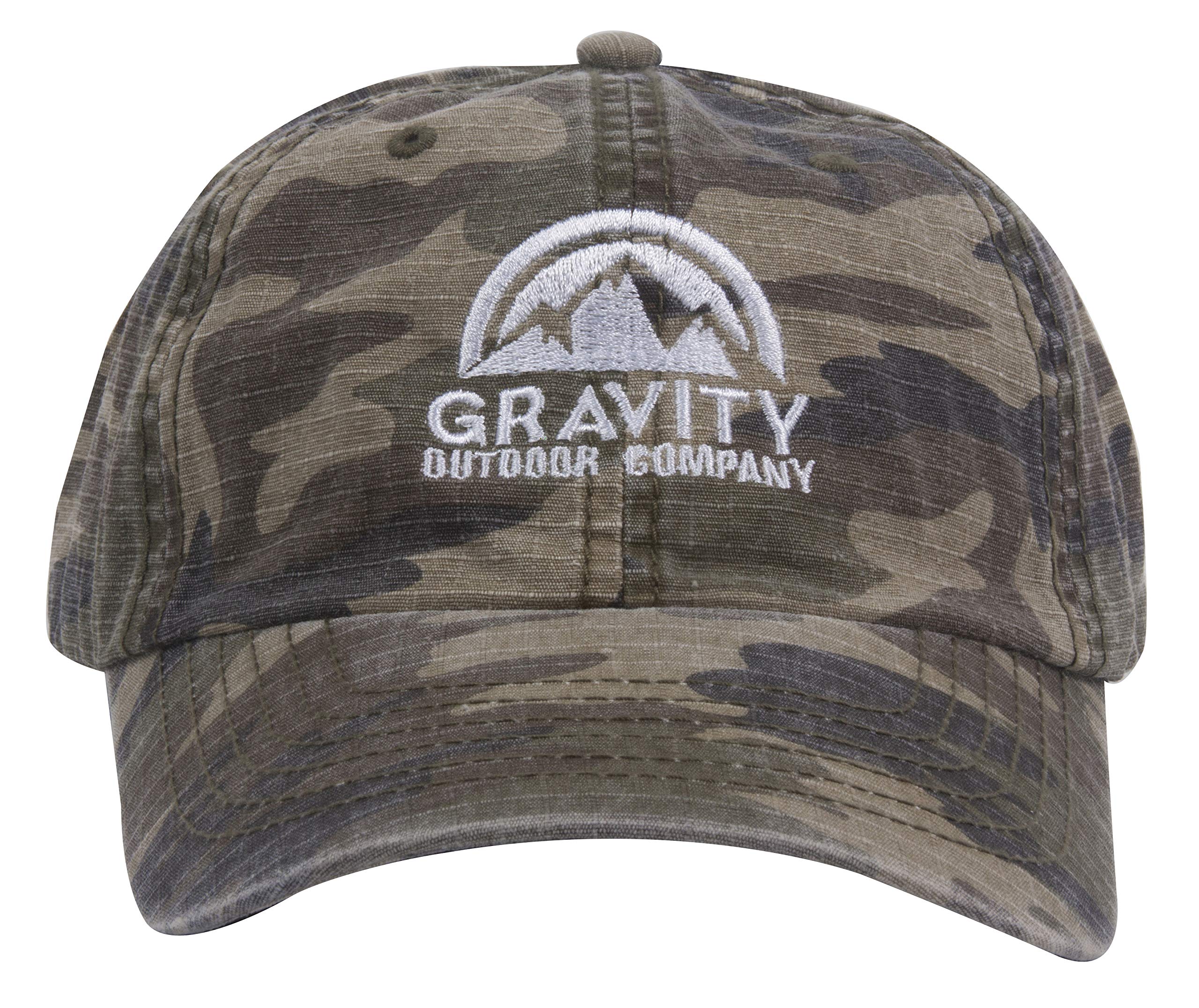 Gravity Outdoor Co. 迷彩可调节棒球帽 - 户外探险、露营、钓鱼必备时尚单品
