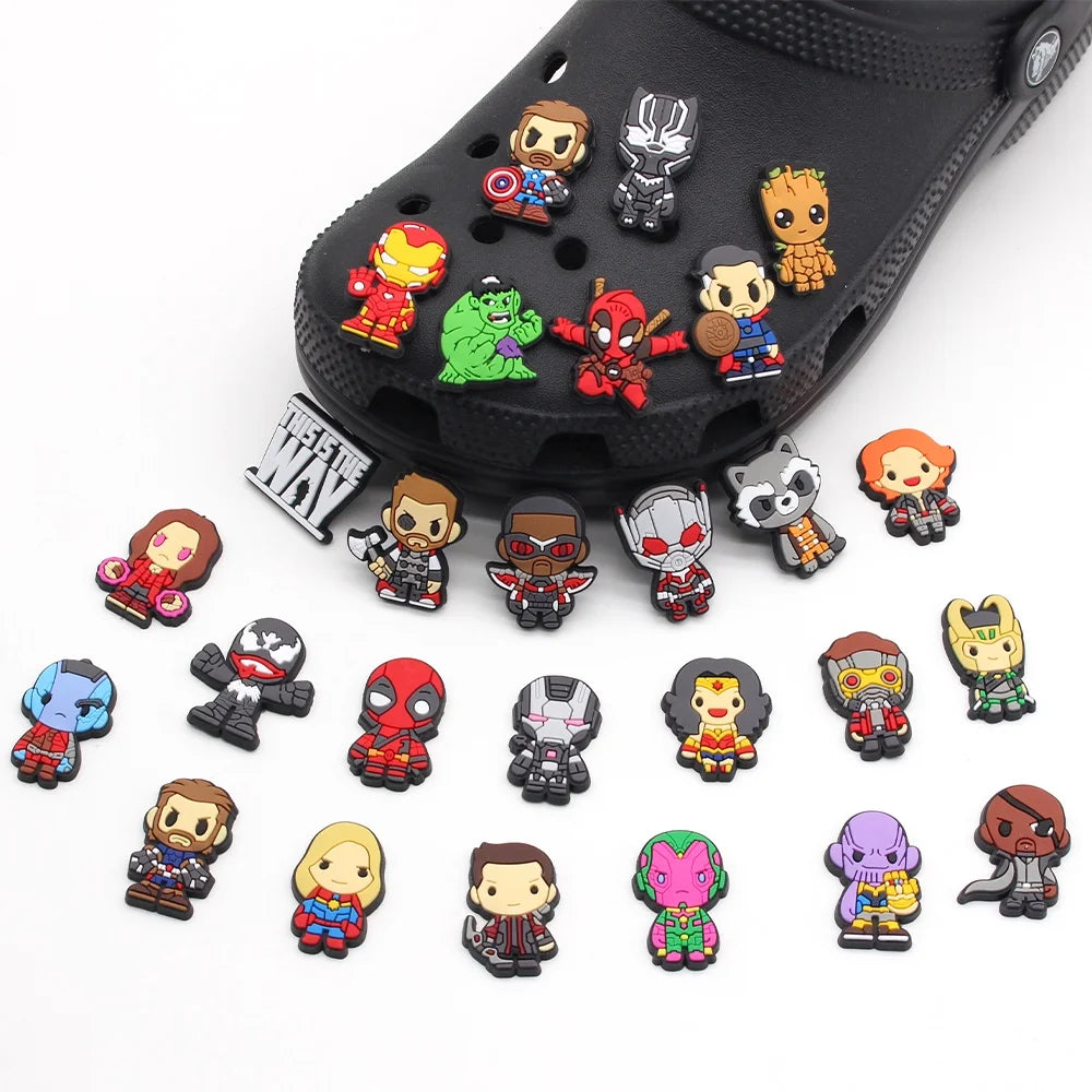 Disney Marvel Superhero PVC Shoe Charms - Cute Cartoon DIY Sandals Accessories for Clogs Decorations, Kids Gifts for Boys | Perfect for DIY Sandals, Crocs, and Back-to-School Crafts