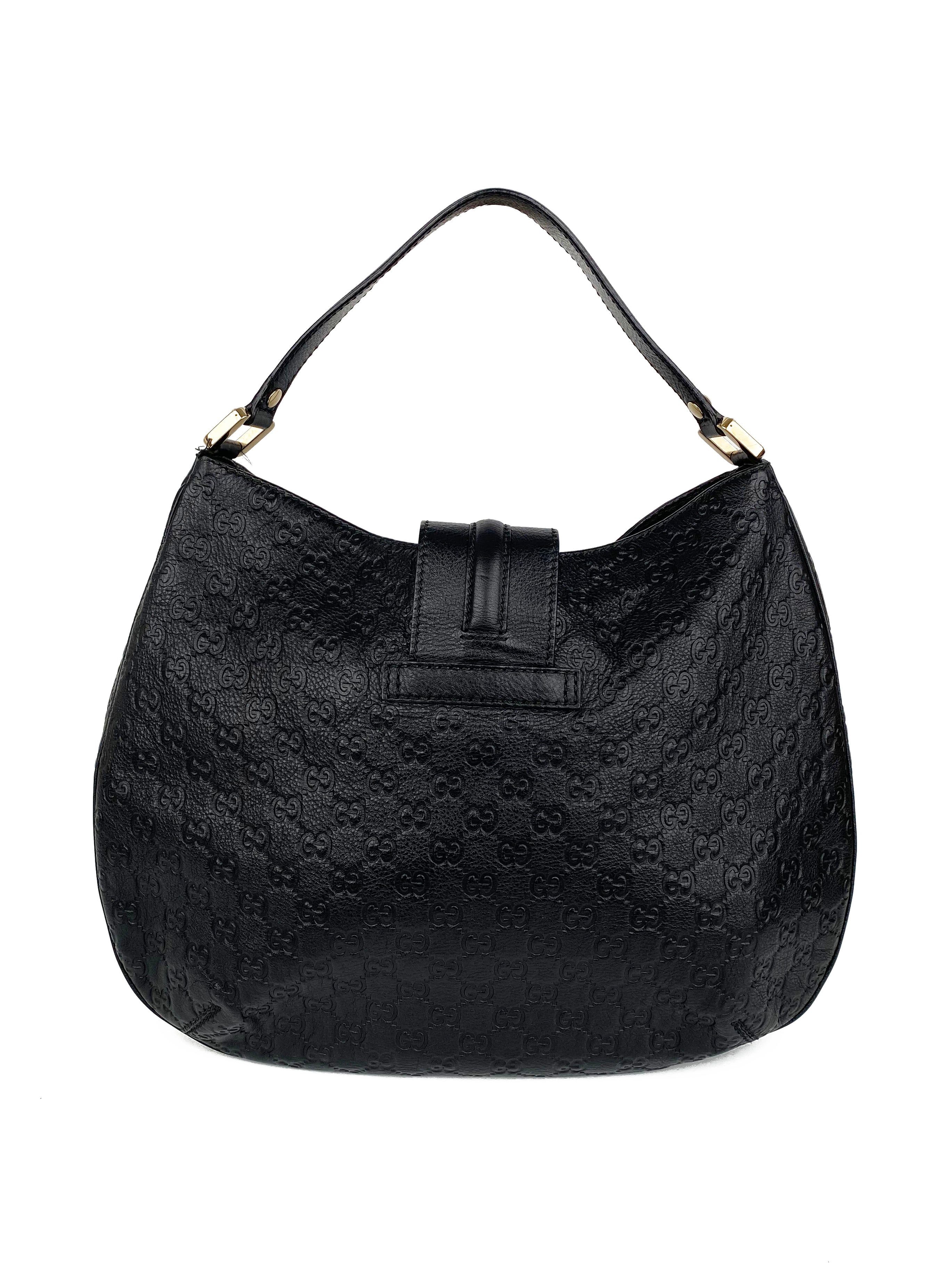 Gucci Black Guccissima Hobo Bag - Luxury Leather Shoulder Bag for Women | Perfect for Work, Travel & Evening Events