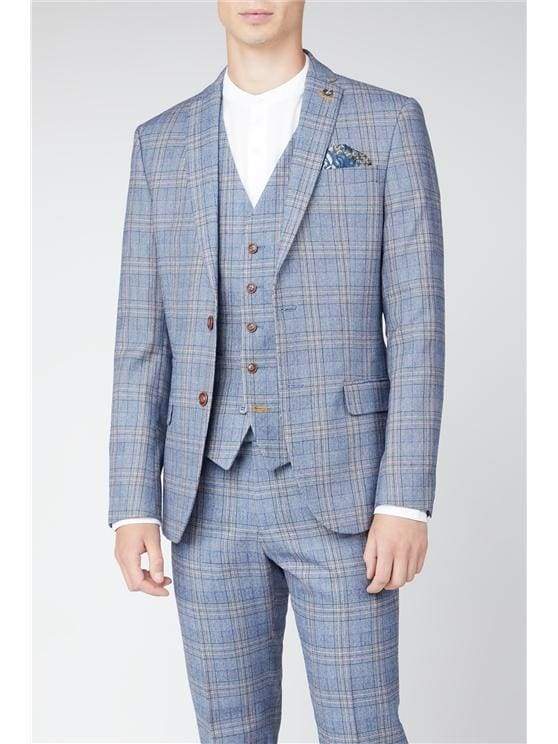 Vintage Rogue Brando Light Blue Tweed Check Jacket - Classic Menswear for Casual Outings & Special Occasions