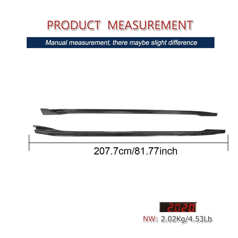 Premium Carbon Fiber Side Skirts for Tesla Model 3 (2016-2022) - Aerodynamic Rocker Panel Extensions & Side Trim Spoiler - OEM Style Fitment - Matte Black Finish - Perfect for Street Racing & Car Shows