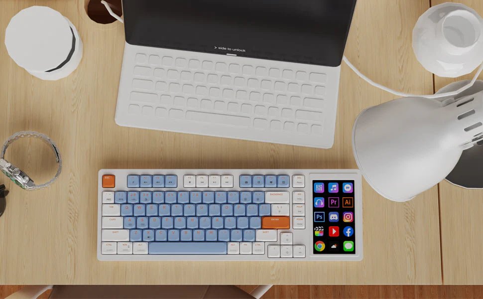 Ajazz AKP815 RGB Mechanical Gaming Keyboard - Wired, Blue & White, Brown Switches - Perfect for Gaming, Typing & Office Work