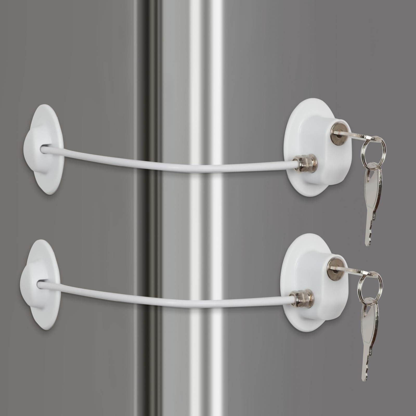 2 Pack Refrigerator Locks with Keys - Child Safety Cabinet & Freezer Door Locks with Strong Adhesive | Dorm, Home & Baby Proofing Solution
