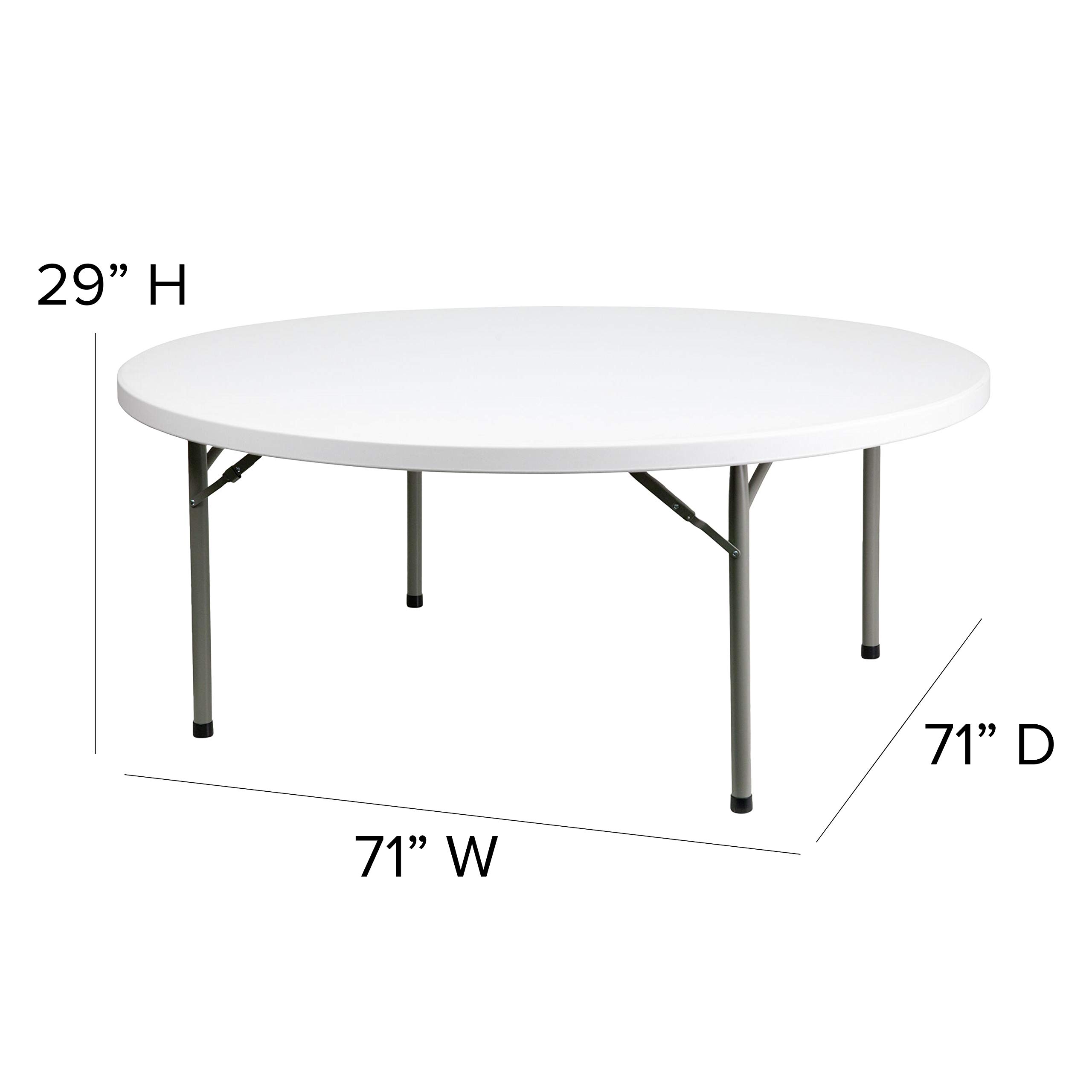 Flash Furniture Elon 6-Foot Round Plastic Folding Table - Portable Banquet Table for Parties, Events & Gatherings - Indoor/Outdoor Use - White | Perfect for Weddings, Picnics, BBQs & Tailgating