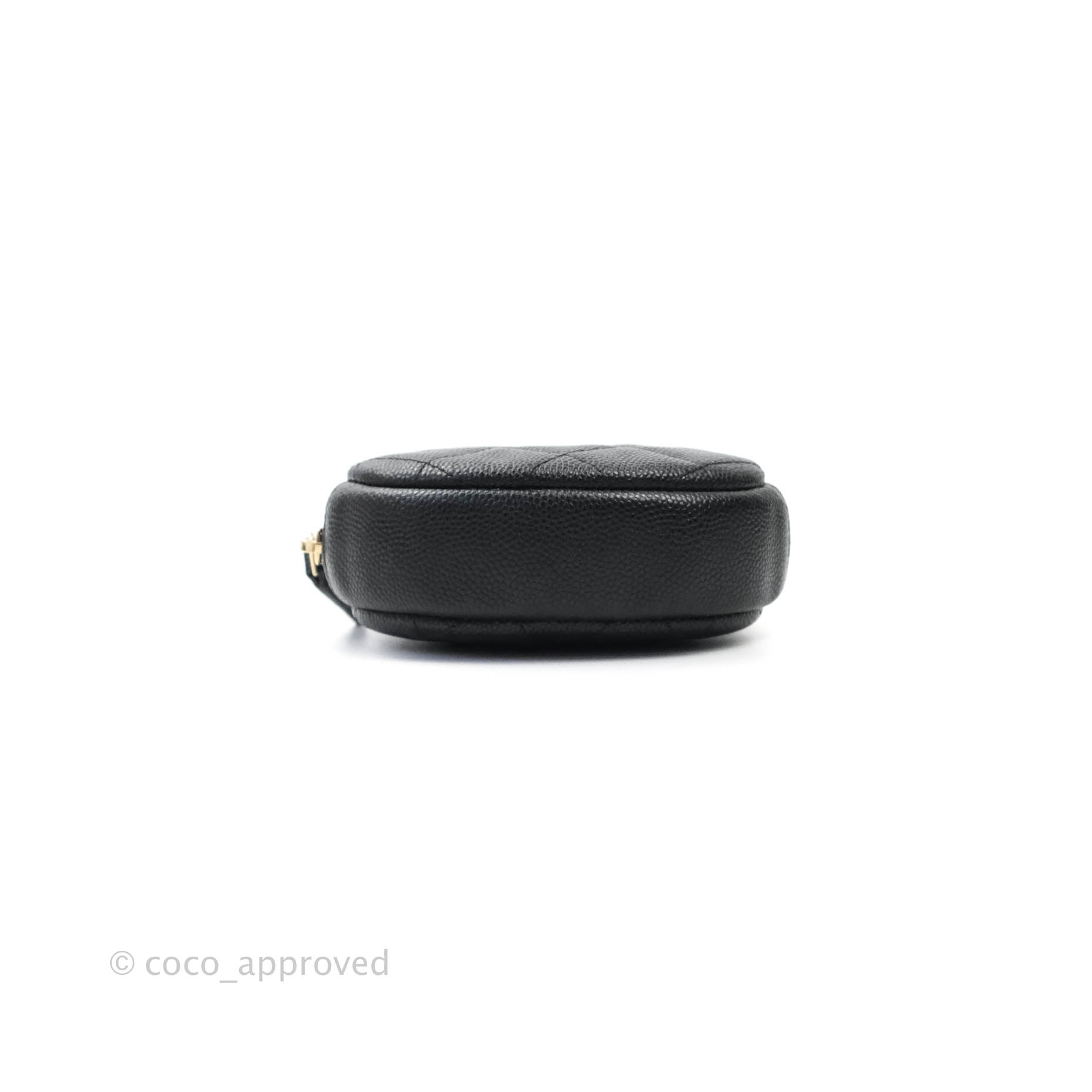 Chanel CC Round Coin Purse in Black Caviar Leather with Gold Hardware - Luxury Wallet for Women, Perfect for Parties & Evening Events