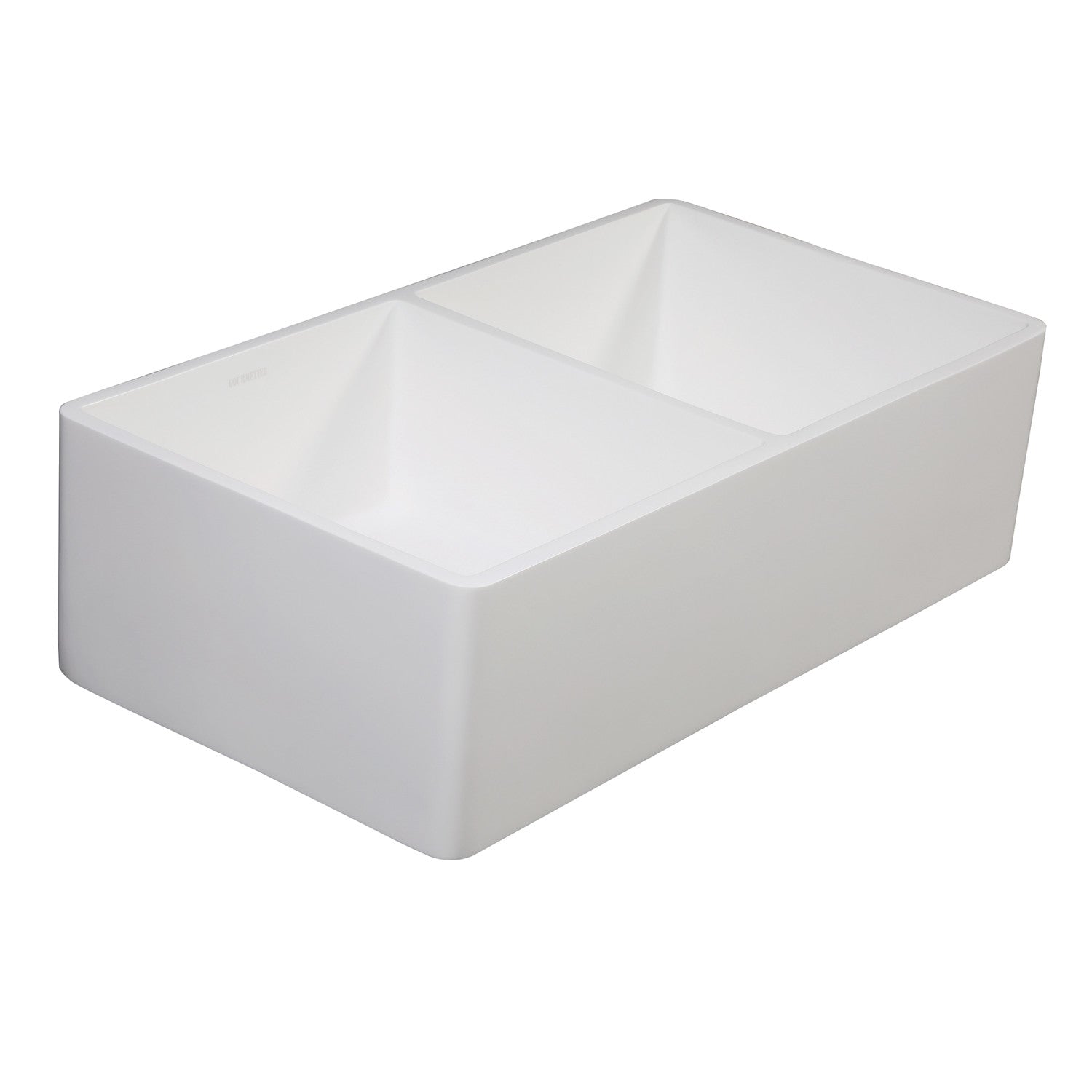 Arcticstone 33 Inch White Farmhouse Kitchen Sink - Double Bowl Matte White Solid Surface Apron Front Sink with 2 Strainers | Perfect for Modern Farmhouse, Rustic & Traditional Kitchen Designs