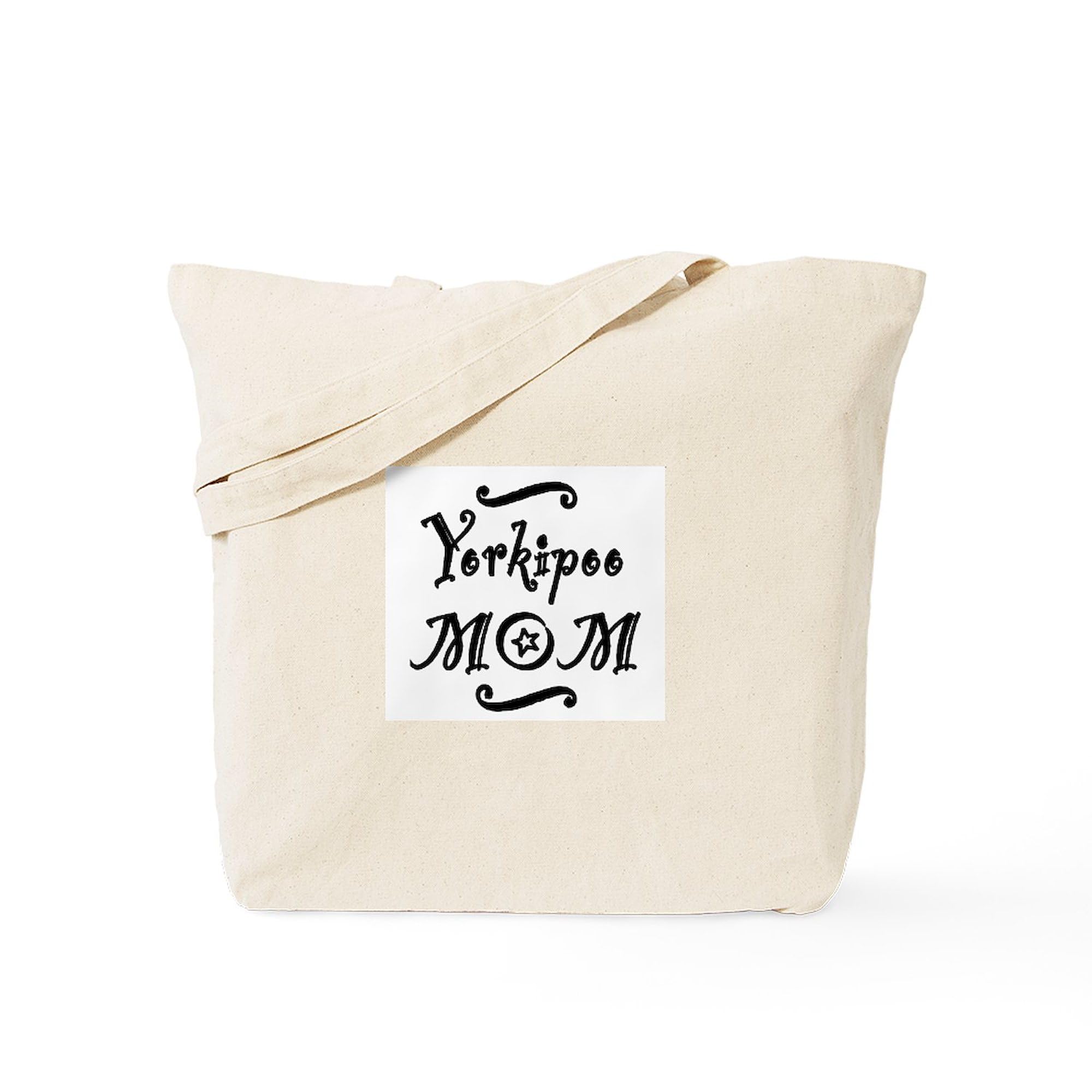Yorkipoo Mom Tote Bag - Natural Canvas Reusable Shopping Bag for Women | Eco-Friendly Grocery Bag for Moms, Dog Lovers & Everyday Use