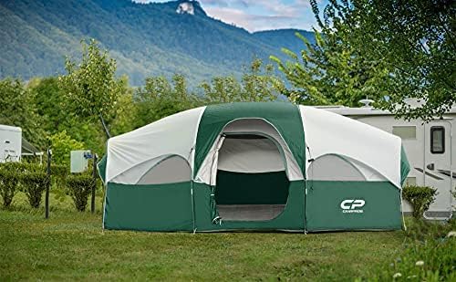 CAMPROS CP Tent 8-Person Family Camping Tent - Waterproof & Windproof Double Layer Tent with 5 Large Mesh Windows, Room Divider Curtain - Portable Outdoor Tent with Carry Bag for Camping, Hiking, Backpacking & Family Outdoor Adventures