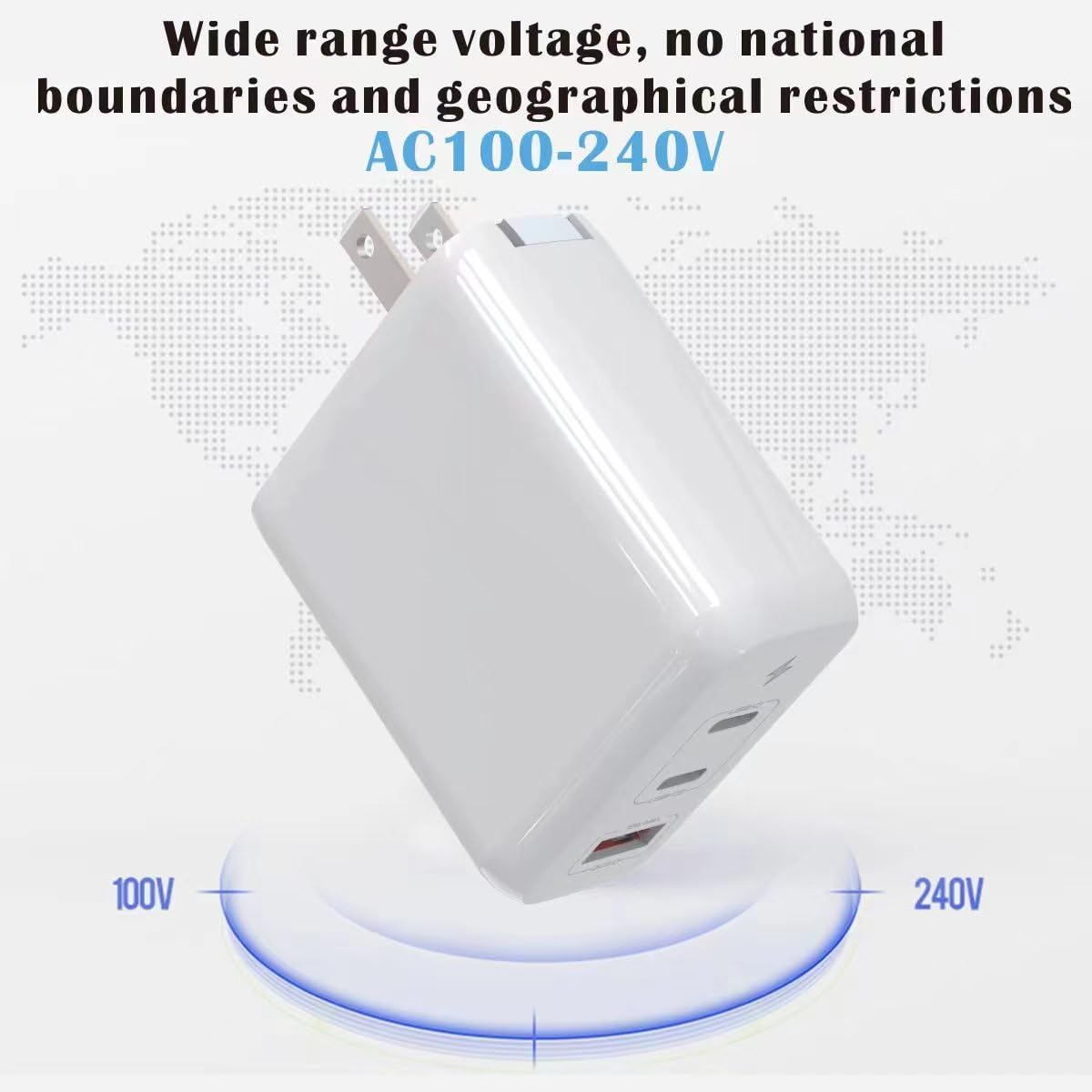65W GaN USB C Fast Charger with PD 3.0 - Dual Port Laptop Charger (2 USB-C + 1 USB-A) - Compatible with MacBook Pro/Air M1/M2/M3/M4, iPad Pro/Air, iPhone 15 & USB-C Devices - Perfect for Travel, Office & Home Charging Multiple Devices Simultaneously