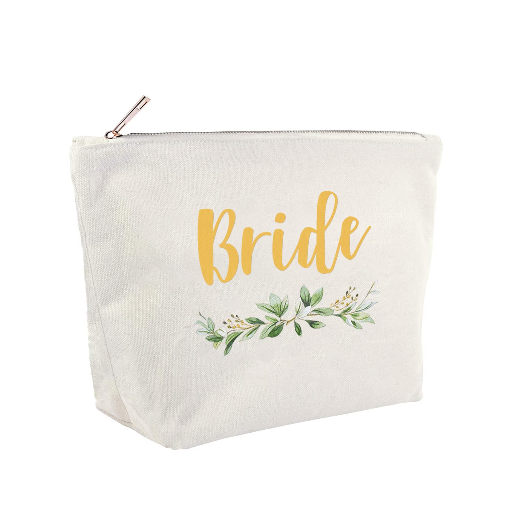 ELEGANTPARK Bride Makeup Bag - Elegant Canvas Cosmetic Bag with Gold Script for Wedding, Bachelorette Party & Bridal Shower Gifts - Perfect for Bridesmaids, Travel & Special Occasions