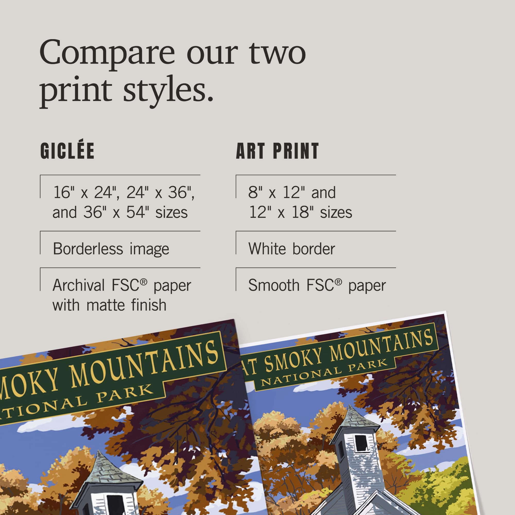 Lantern Press 24x36 Inch Giclee Art Print - Great Smoky Mountains National Park Landscape Wall Decor - Tennessee Cades Cove Baptist Church Painting - Perfect for Living Room, Bedroom & Office Decor