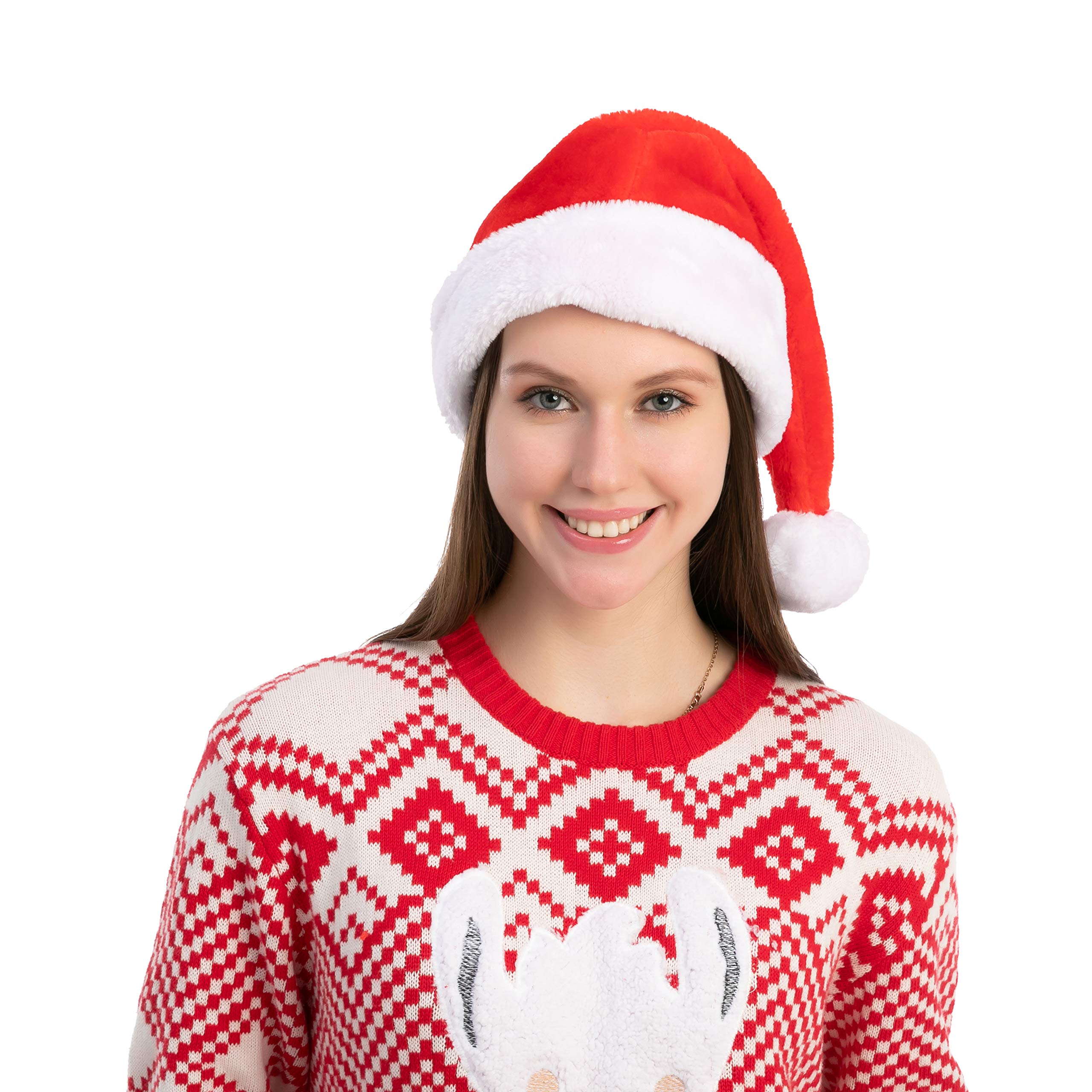 8 Pcs Premium Santa Hats - Red Velvet Christmas Hats with Plush Trim & Grey Brim | Bulk Holiday Party Favors for Kids & Adults (One Size Fits All) | Perfect for Christmas Parties, Family Gatherings & Festive Photo Shoots