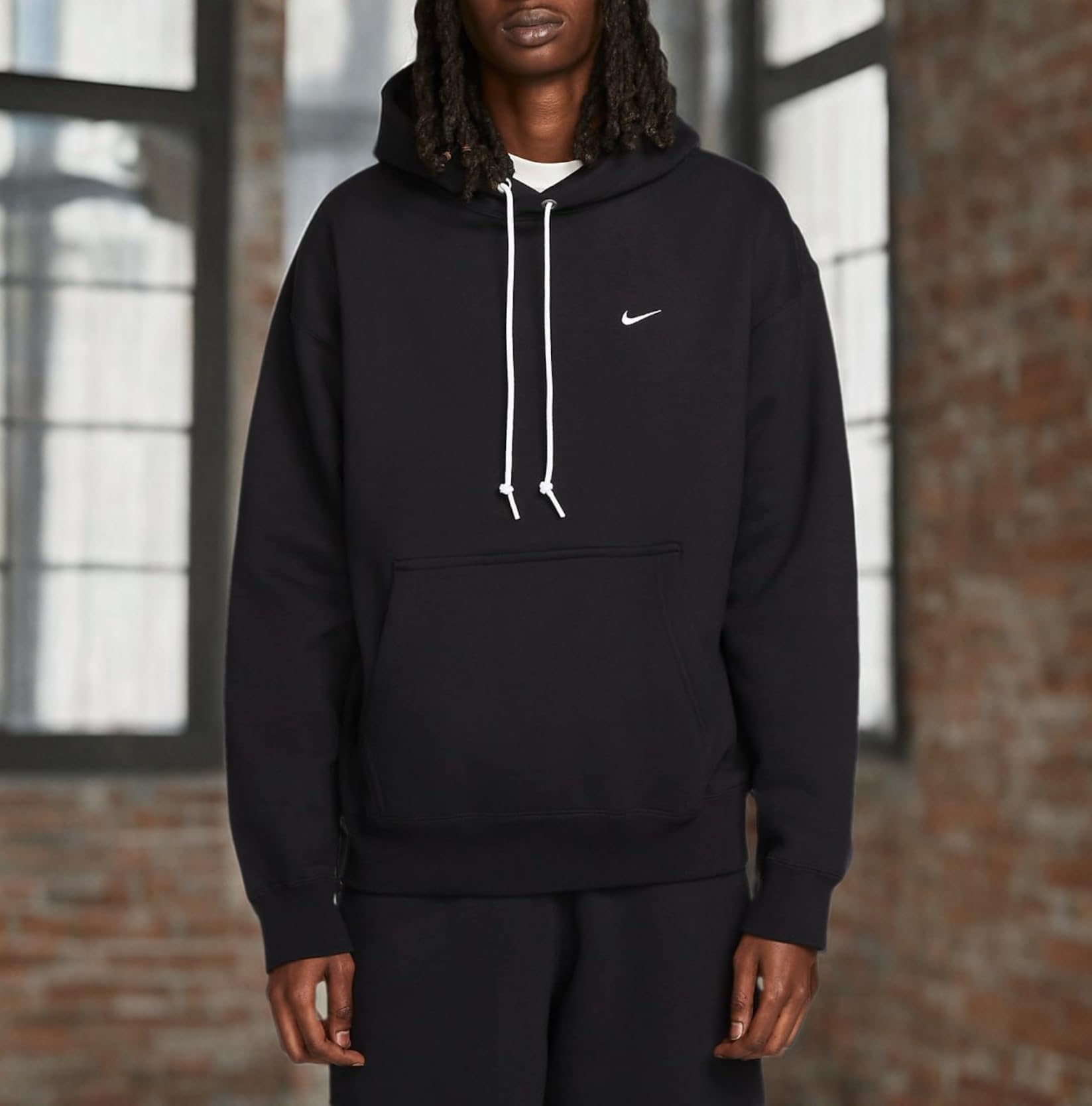 Nike Solo Swoosh Men's Heavy Fleece Pullover Hoodie - Black/White | Warm Winter Casual Wear for Men | Gym, Outdoor & Street Style Fashion