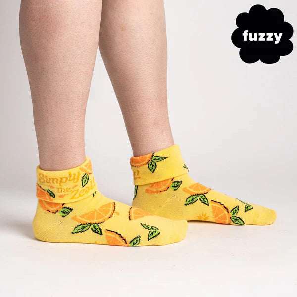 Fun Citrus Print Crew Socks - Sock It To Me Turn Cuff Socks for Women & Men - Comfortable & Stylish for Workout, Running, Yoga & Everyday Wear