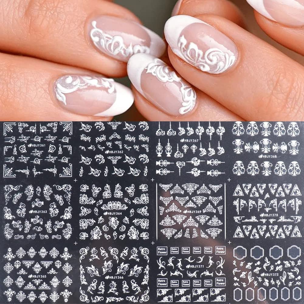 3D Floral Nail Stickers - White Acrylic Flowers for Wedding & Manicure