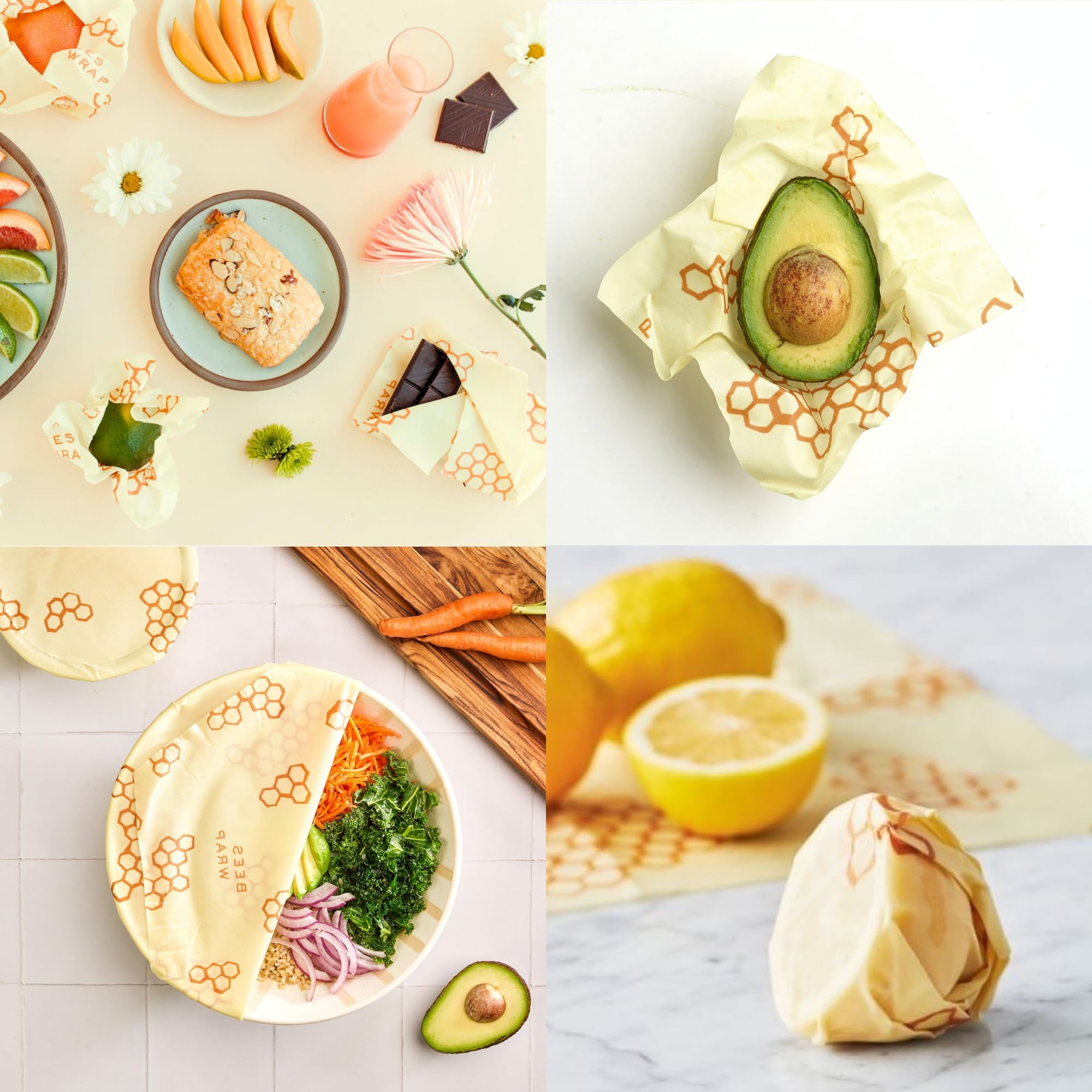 Bee's Wrap Reusable Beeswax Food Wraps - Eco-Friendly Sustainable Organic Cotton Food Storage Wraps Made in USA - Assorted 3 Pack (Small, Medium, Large) - Perfect for Wrapping Sandwiches, Cheese, Fruits & Leftovers