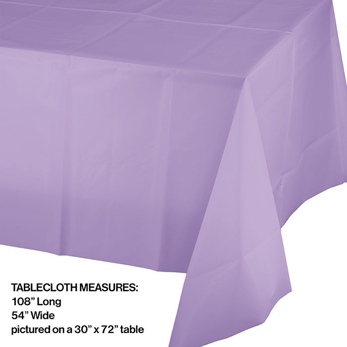12-Piece Bulk Lavender Plastic Tablecloths 54