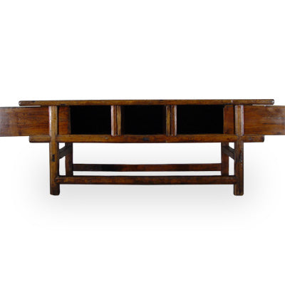 Massive Thick Top Solid Wood Chinese Altar Table - Handcrafted One Board Temple Table for Buddhist Shrine & Home Decor | Feng Shui Meditation Space & Asian Cultural Display