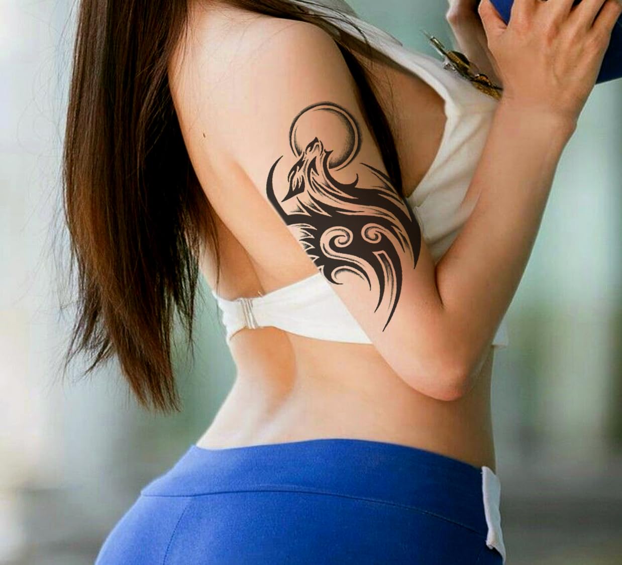Waterproof Temporary Tattoo Stickers for Men & Women - 3D Realistic Flowers, Butterflies, Stars, Wolves & Armband Designs (19x12cm) | Perfect for Parties, Halloween Costumes & Body Art | TBS-8088