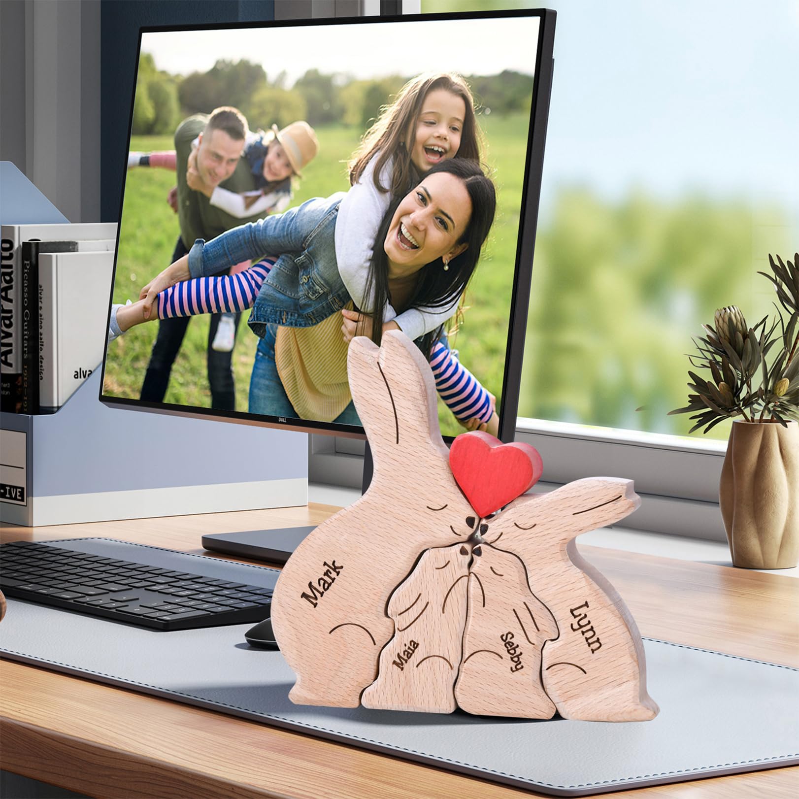Personalized Wooden Bunny Puzzle - Custom Family Name Puzzle with 2-8 Names - Unique Mother's Day Gift for Mom & Grandma - Perfect for Easter Decor, Nursery Room, and Family Bonding Activities