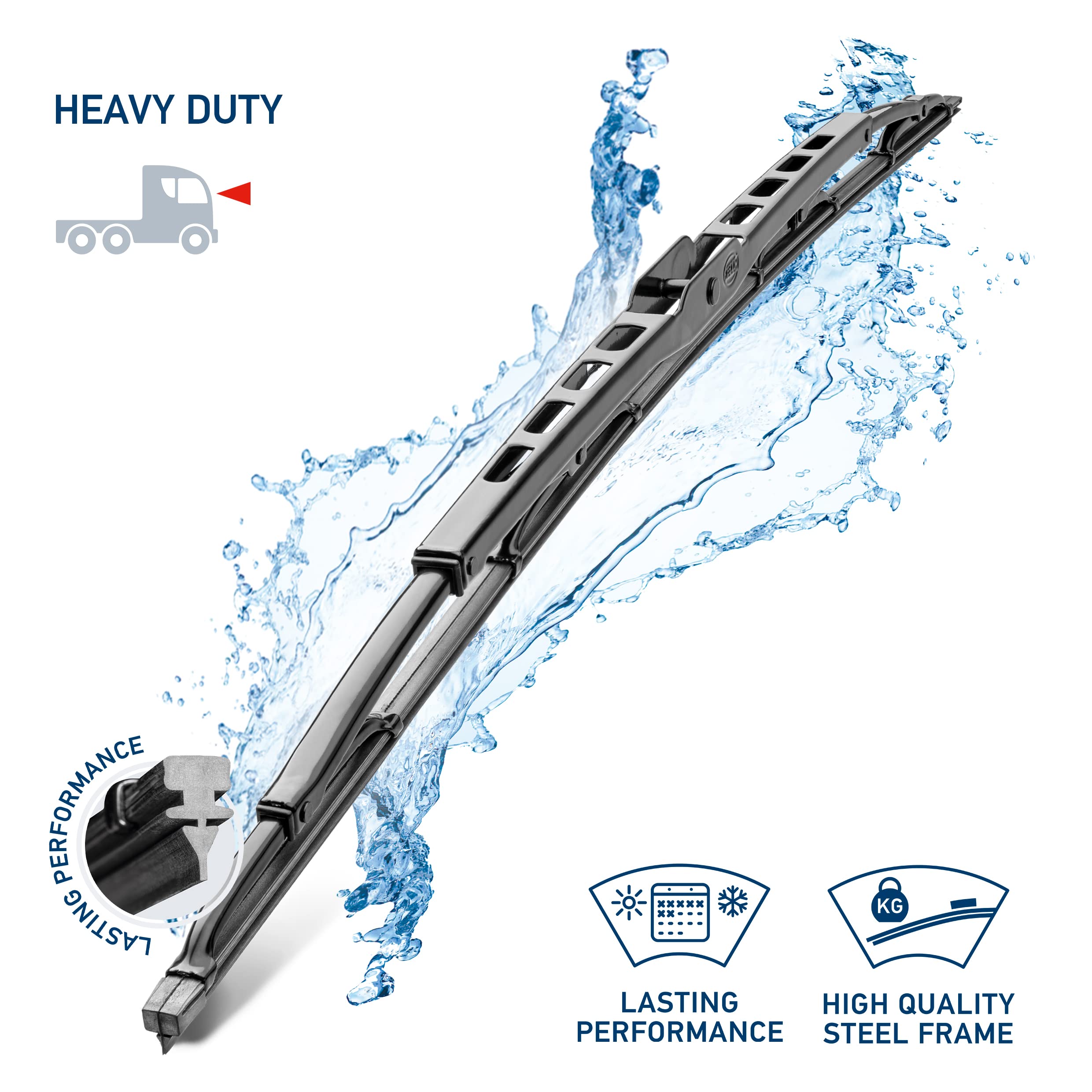 Hella OE Quality 32 Inch All-Season Graphite-Coated Heavy Duty Wiper Blade - Single (191398321) for Trucks, SUVs & Commercial Vehicles in Rain, Snow & Extreme Weather