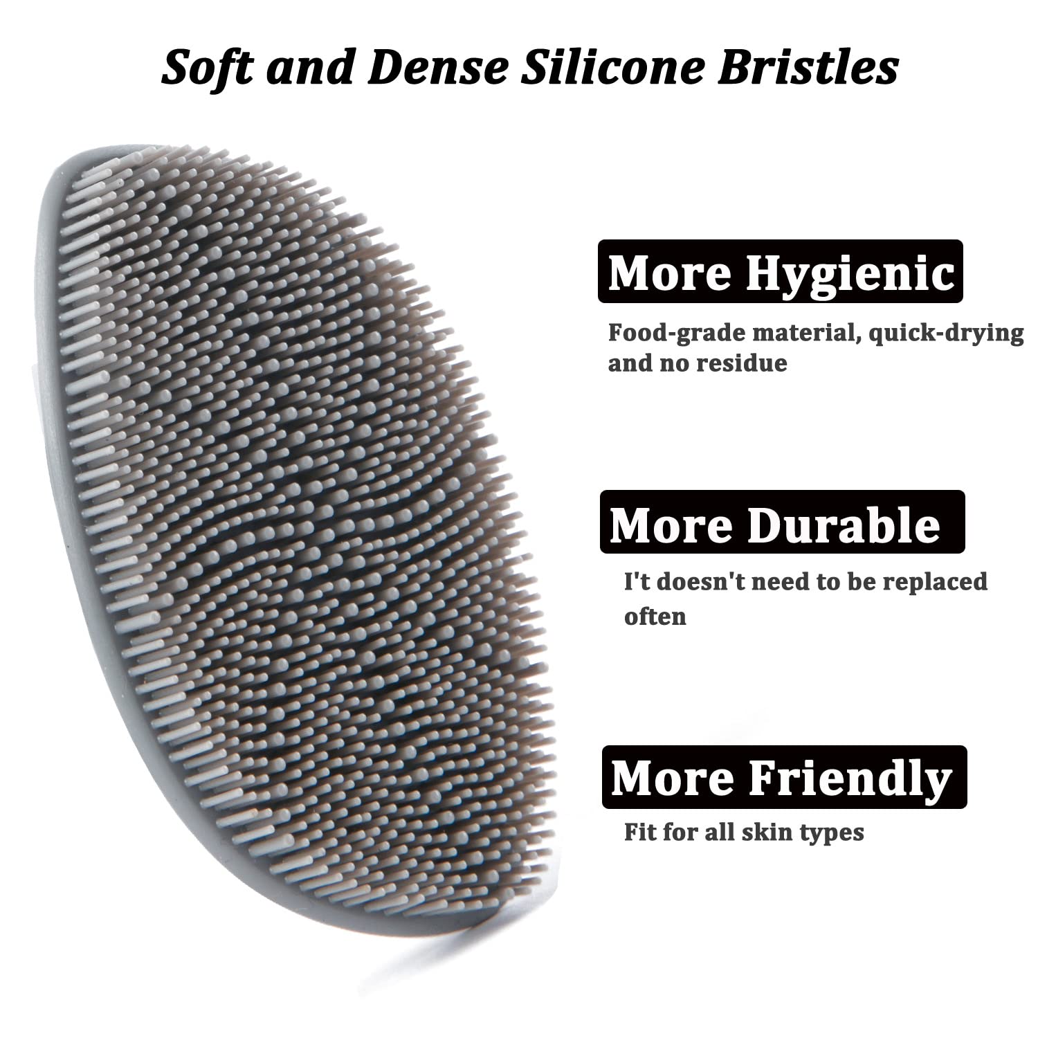 HieerBus Silicone Face Scrubber & Cleansing Brush - Gentle Exfoliator Pad & Massager for Men & Women - White + Gray - Perfect for Daily Skincare & Deep Pore Cleansing
