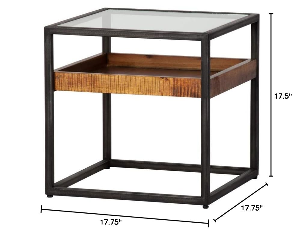 Hudson Shadow Box End Table - Modern Wooden Nightstand with Storage Shelf for Bedroom, Living Room - Perfect for Storing Books, Lamps & Decor
