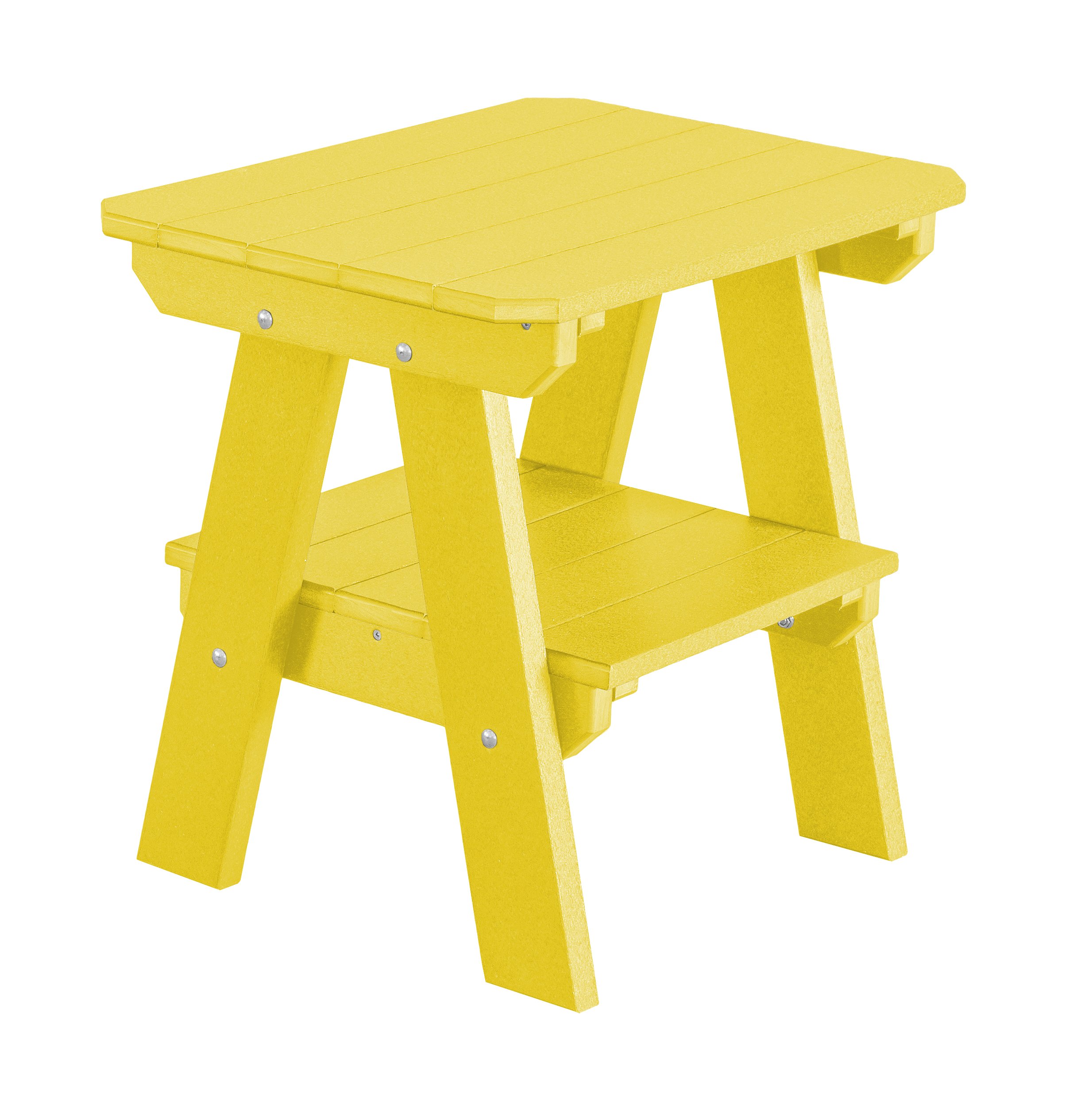 Wildridge Heritage Poly Two-Tier Patio Side End Table - Durable Outdoor Furniture in Lemon Yellow - Perfect for Garden, Deck, and Poolside Relaxation