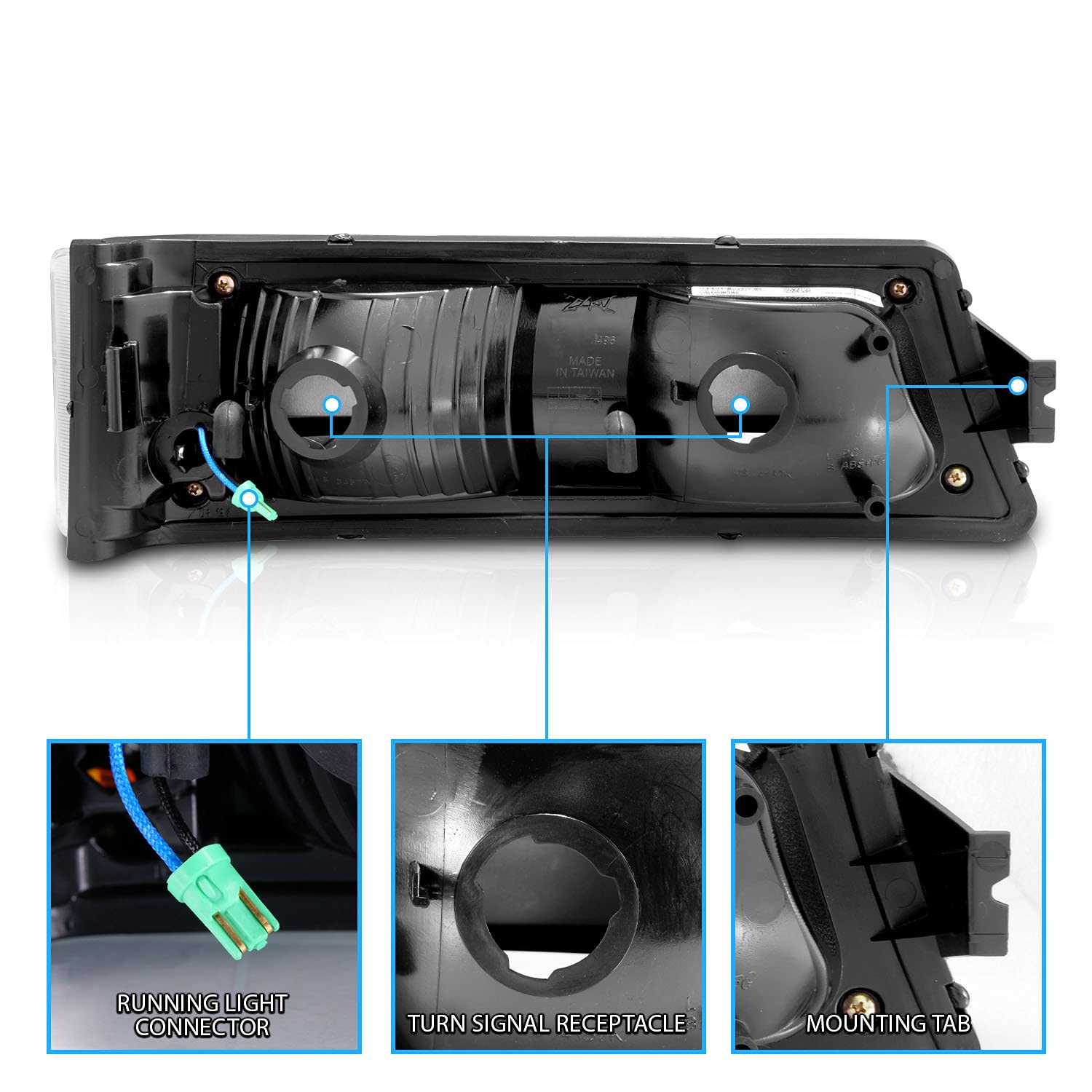 2003-2006 Chevy Silverado Avalanche LED Black Bumper Parking Lights - Pair for Passenger & Driver Side | Durable Replacement Lights for Off-Roading, Night Driving & Enhanced Visibility