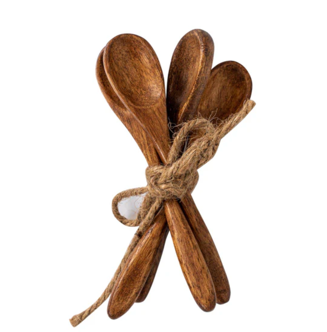 Juliska Wood Petite Spoons Set of 4 - Handcrafted Wooden Tea Spoons for Coffee, Dessert, and Ice Cream - Perfect for Tea Parties, Coffee Breaks, and Elegant Dining