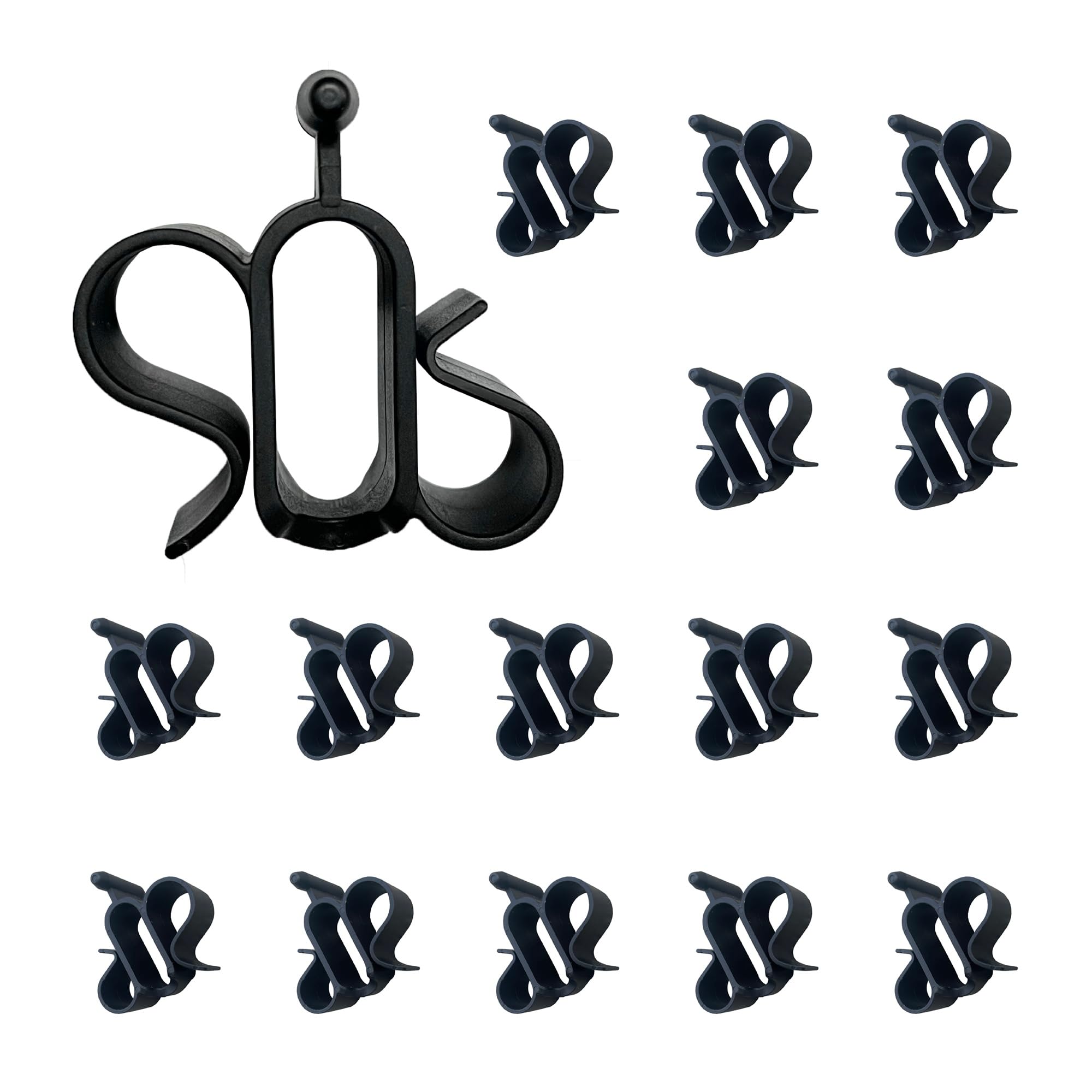 Awnlux Black Standard Awning Clip for Rope Light - 16 Pack | Fits Awning Roller Bar Channel | 3 Adjustable Hanging Positions | Securely Holds Party Lights, RV Lights, String Lights | Perfect for Outdoor Decor, Patio Lighting, Camping & Backyard Parties