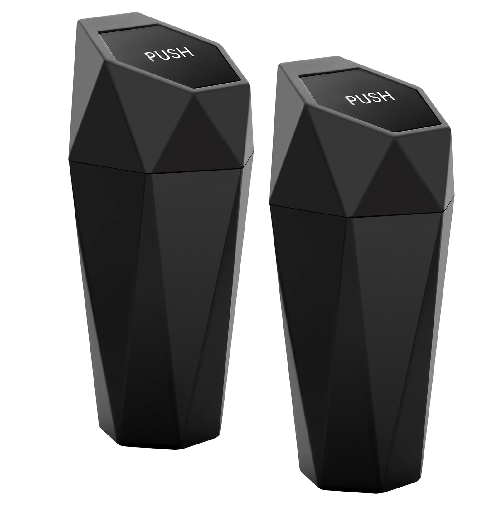 Ginsco 2 Pack Leakproof Car Trash Can with Lid - Mini Cup Holder Garbage Bin for Auto Interior, Small Trash Can for Cars, Home, Office & Bedroom Accessories (Black) | Perfect for Road Trips, Daily Commute & Workspace Organization