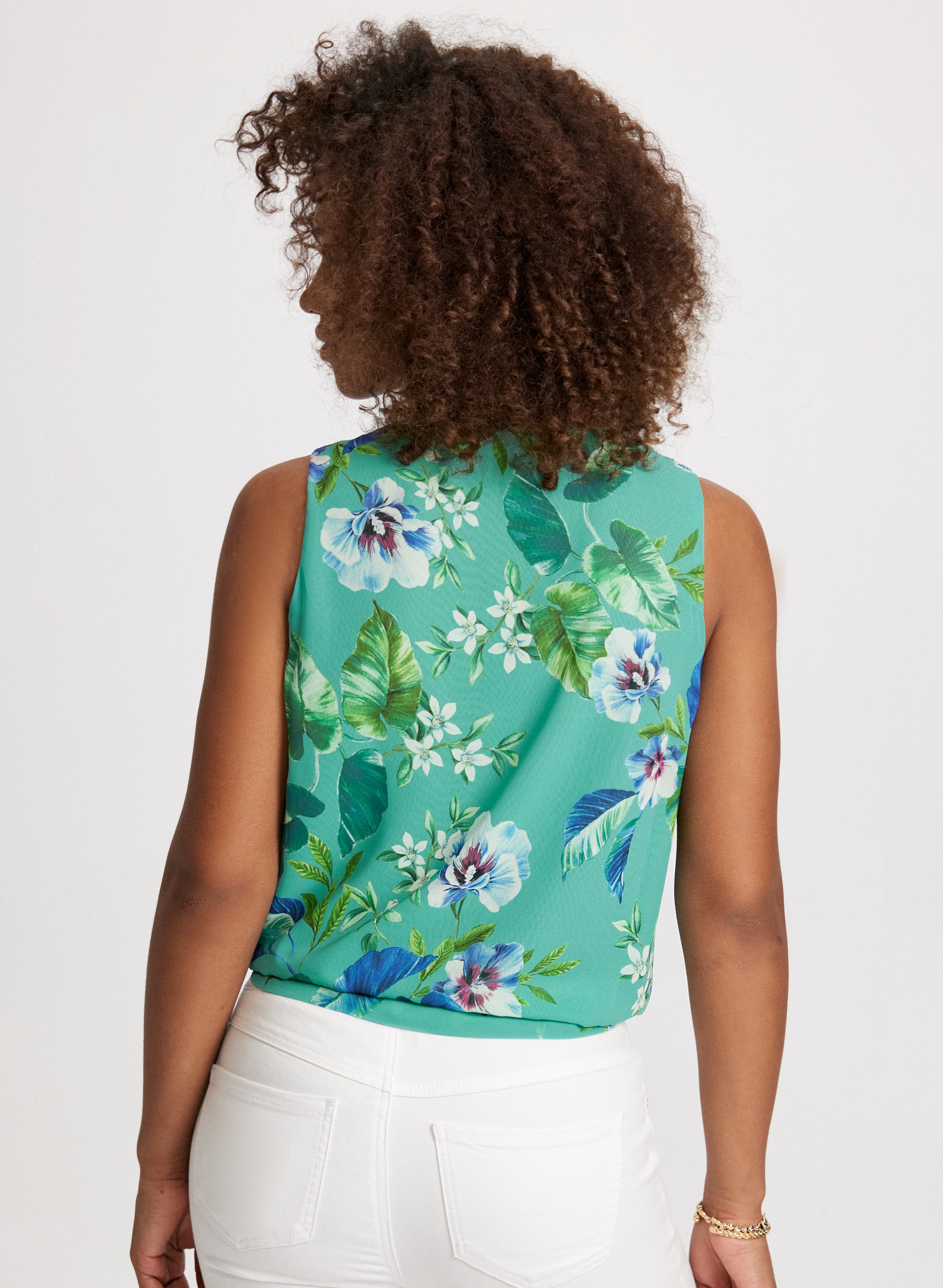 Floral Print Tied Hem Blouse - Women's Fashion Tops for Spring Summer | Casual Office Wear & Date Night Outfits