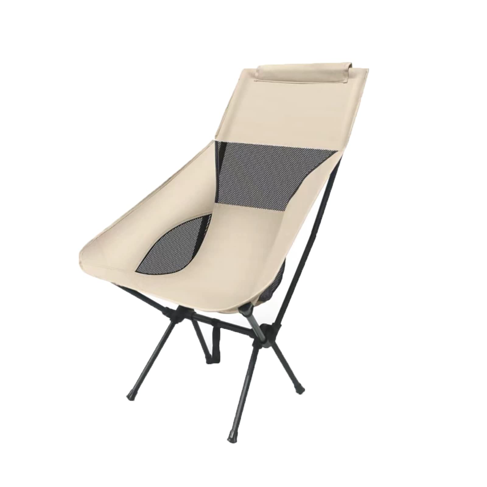 Portable Folding Camping Chair with Side Storage Bag - Lightweight Outdoor Stool for Beach, Fishing, Picnic & Travel - Compact & Easy Storage Rocking Moon Chair (Beige, 88cm x 34cm) - Perfect for Backyard, Park, Concert & Tailgating